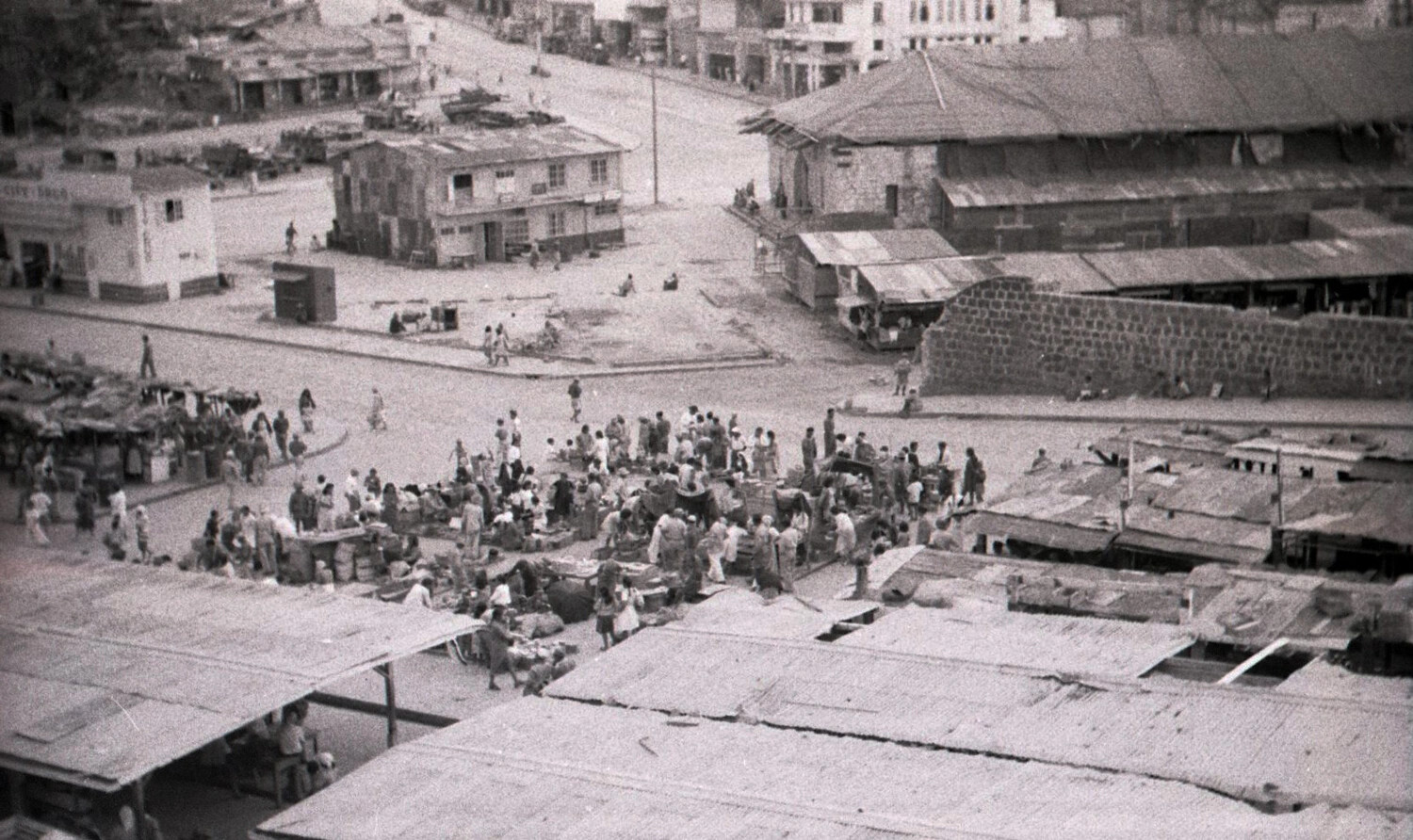 Elevated View of Town Marketplace, Luzon, Philippines, WWII Era