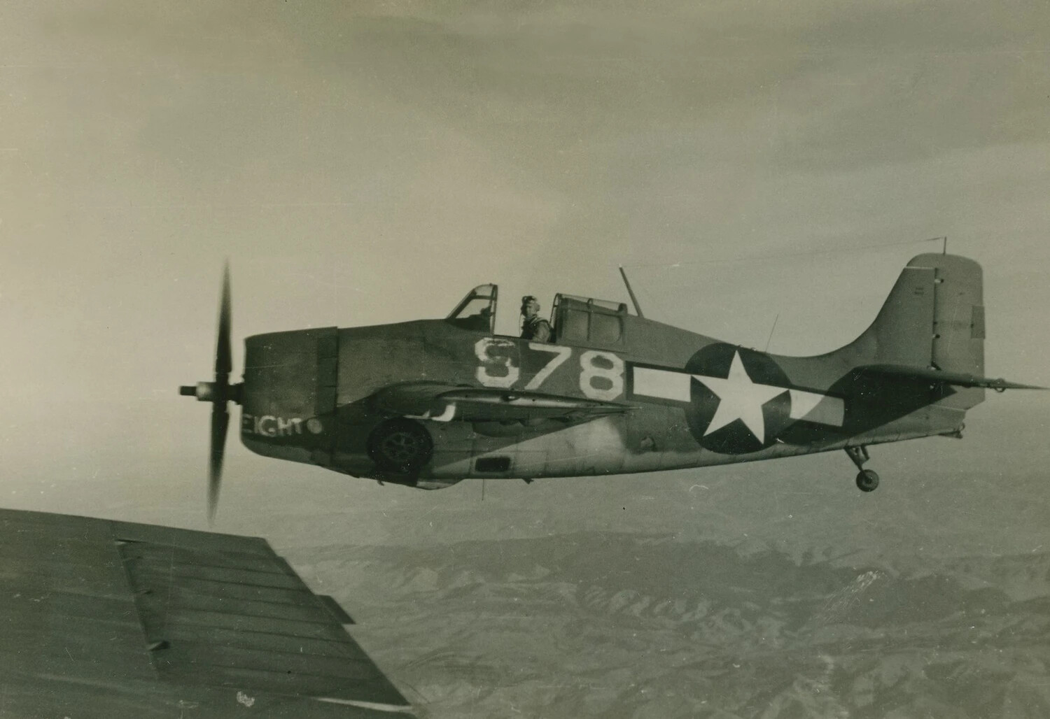 Grumman Wildcat Fighter 'S-78' in Flight, McAleer Collection, WWII Era
