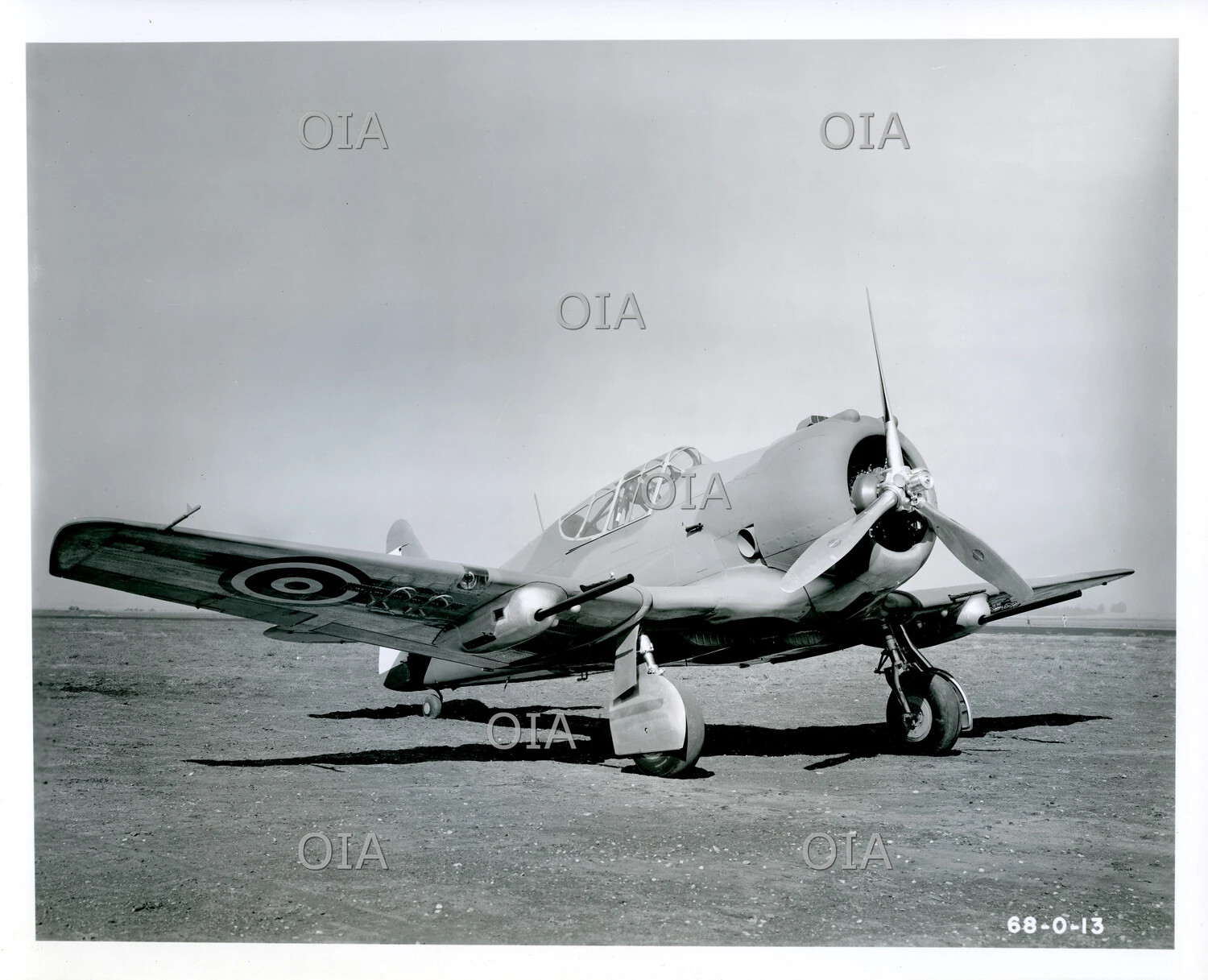 U.S.-Built Export Military Aircraft in RAF/Commonwealth Markings (Possible Vultee Vengeance-Type), Factory Photograph