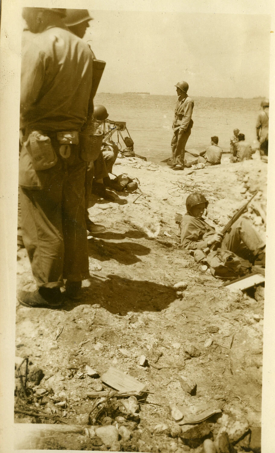 U.S. Army Soldiers on the Beach at Kwajalein Atoll, WWII Pacific Theater