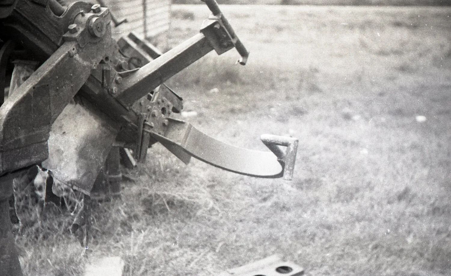 Close-Up of Gunner's Shoulder Rest and Traverse Arm, Captured AA Gun, Luzon, Philippines, WWII