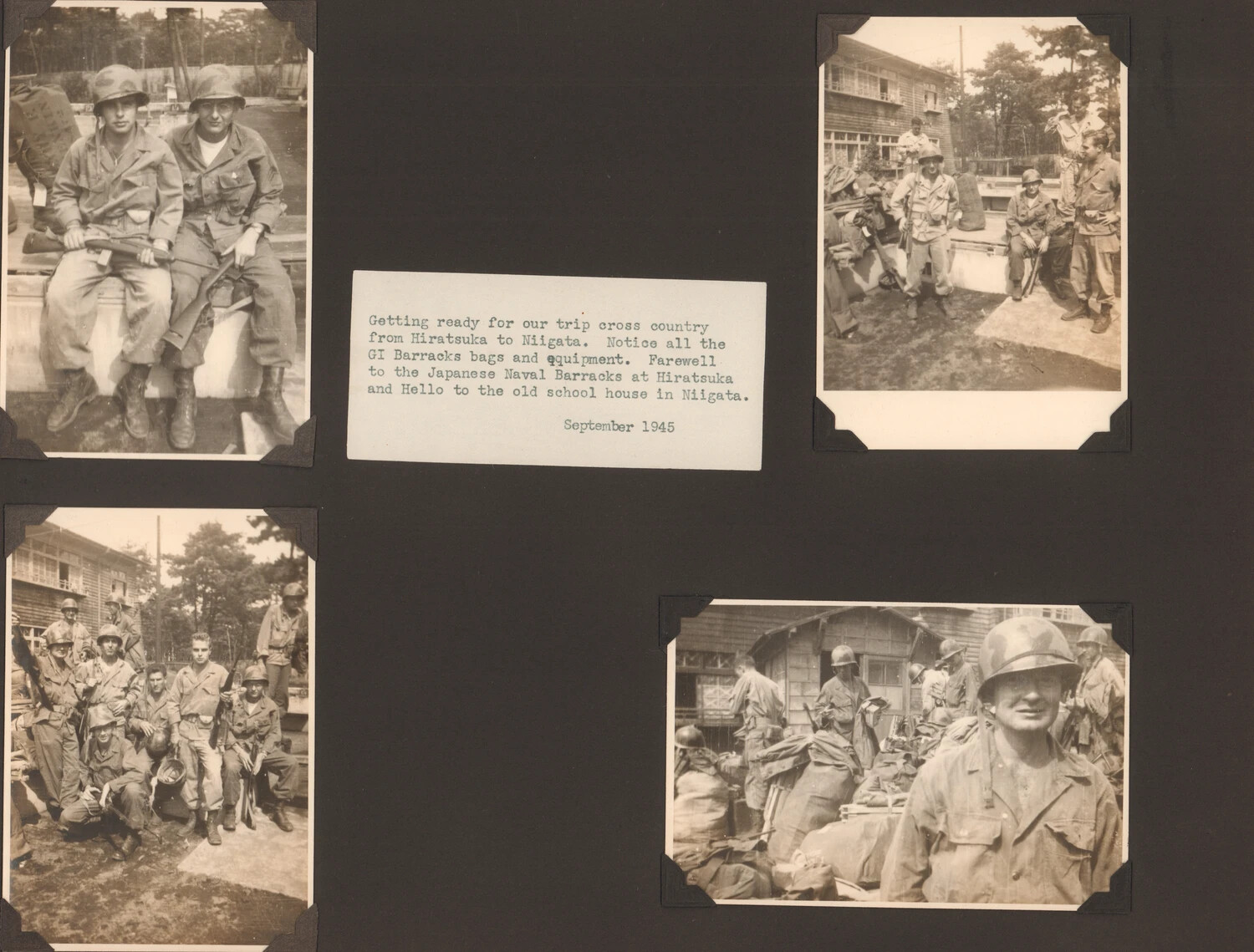 "Farewell to Hiratsuka, Hello to Niigata" - US Occupation Forces Photo Album Page, September 1945