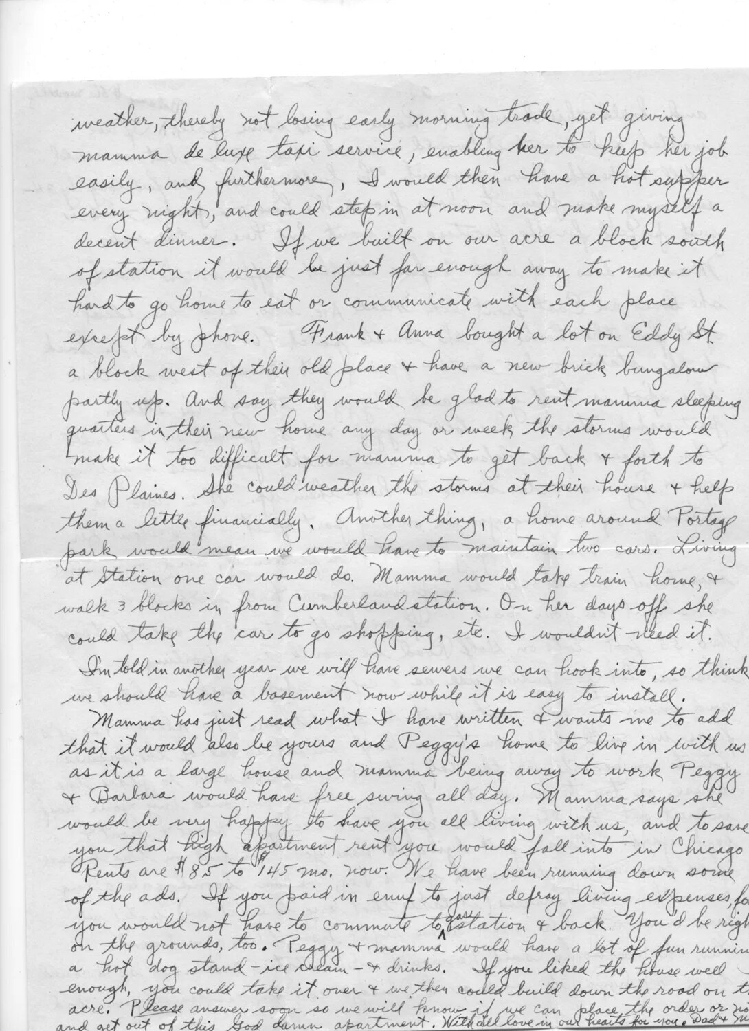 Handwritten Family Letter to Lt. Bancroft Regarding Family Home Plans, Korean War Era Correspondence