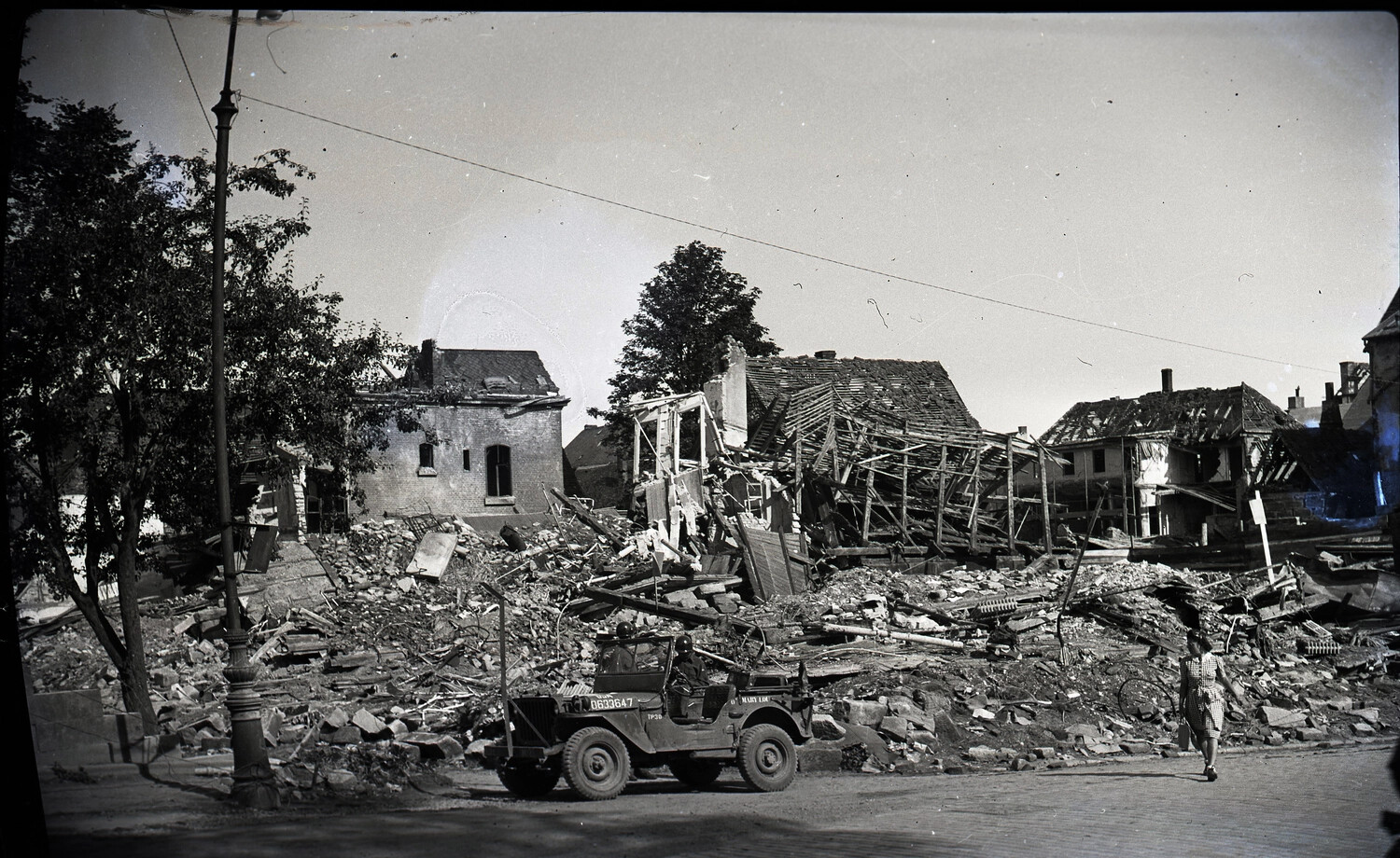Bomb-Damaged Residential Street, Bremerhaven, Germany, Post-WWII