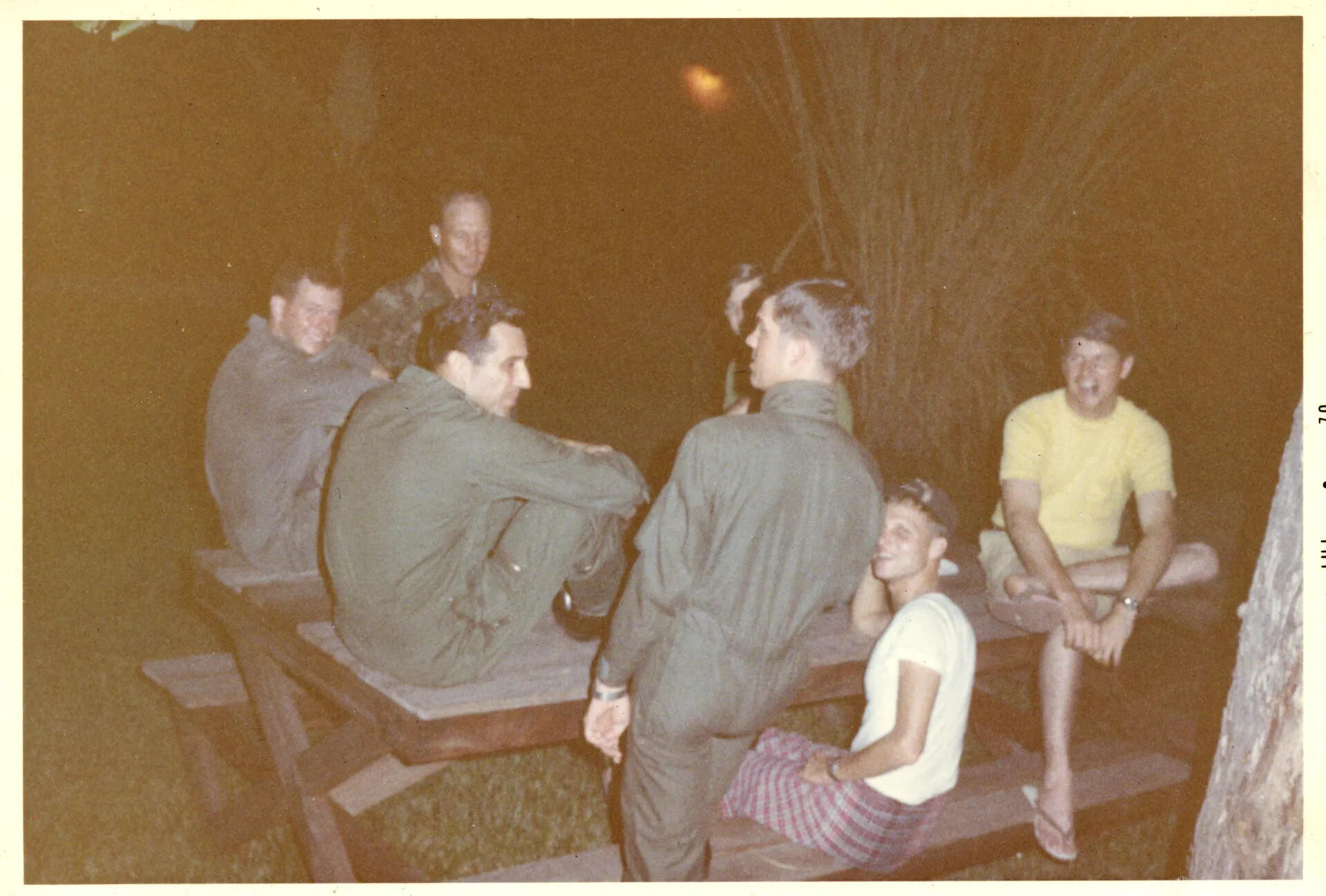 Nighttime Outdoor Gathering at Picnic Tables, NKP Area