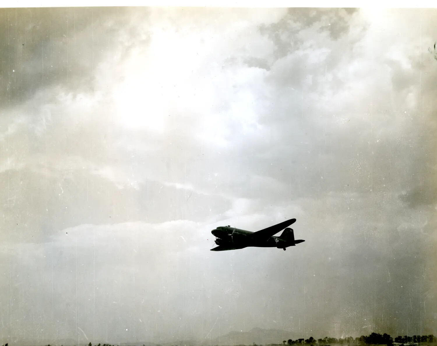 C-47 Skytrain Transport Aircraft in Flight Over Burma, WWII China Burma Theater
