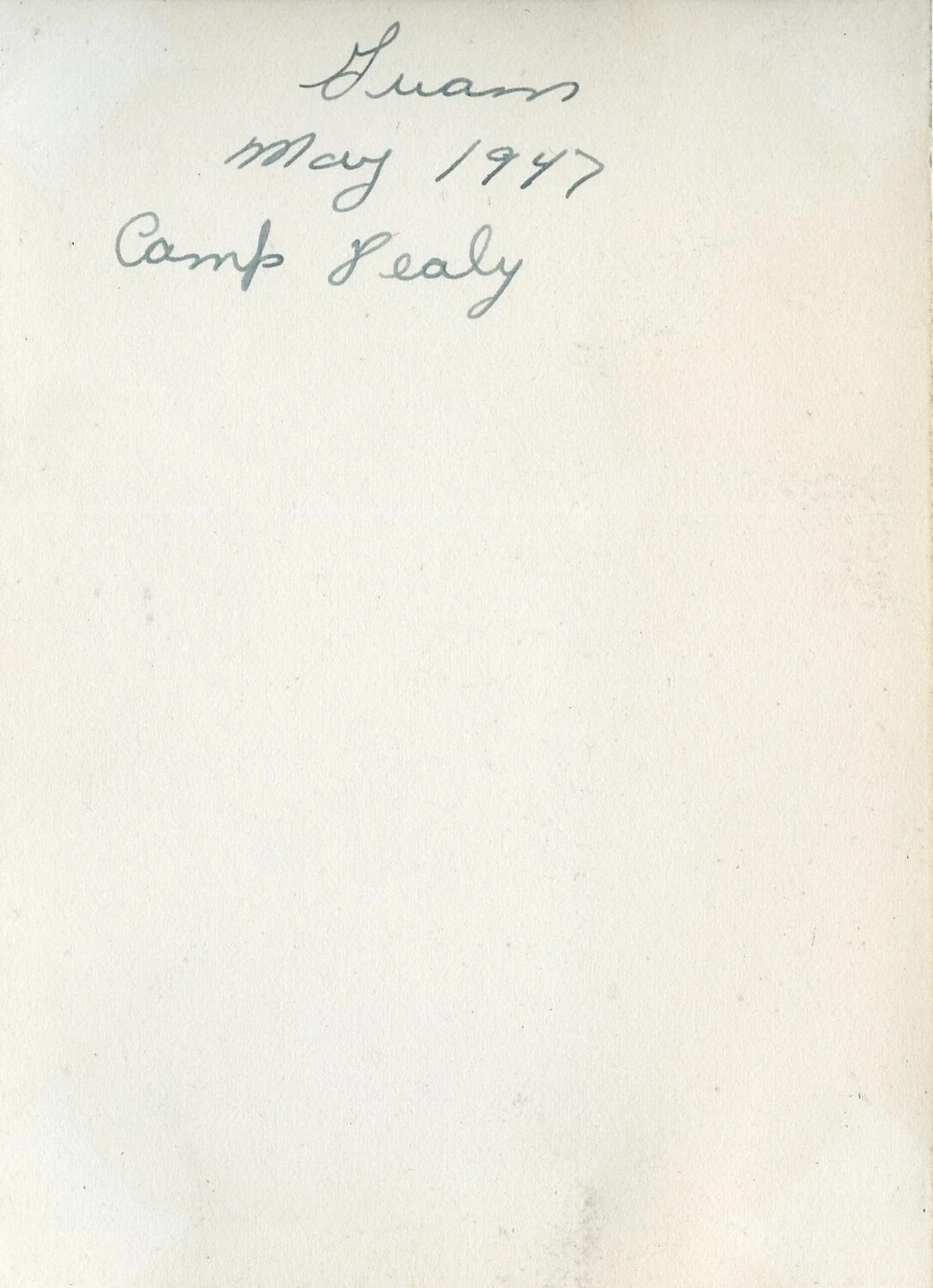 Album Caption Page: 'Guam, May 1947, Camp Healy'