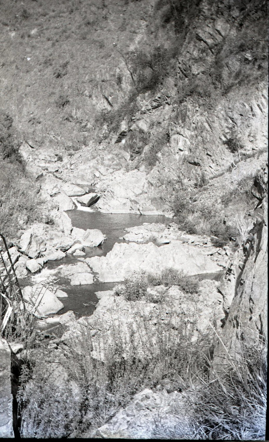 Rocky Ravine and Streambed, Luzon, Philippines, WWII Photographic Negative