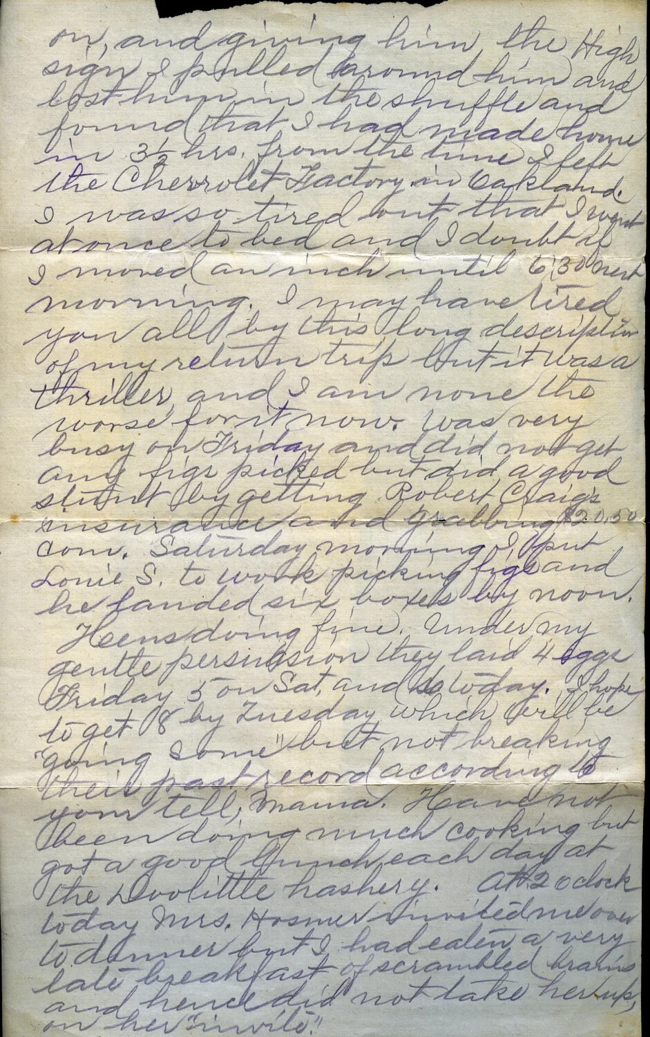 Handwritten Letter Page (Page C), J. A. Wagener to Family, 7 September 1919