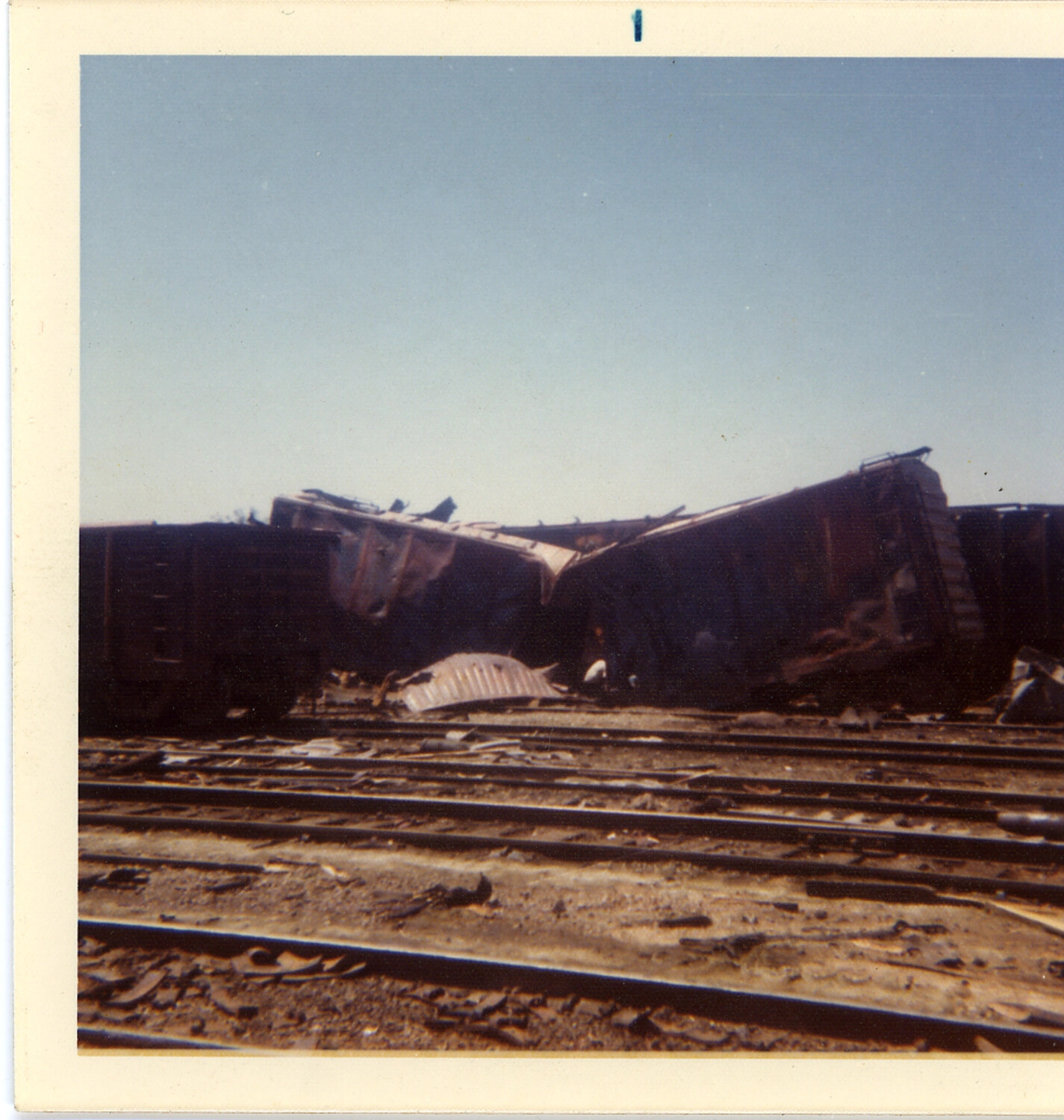 Wrecked Boxcars at Southern Pacific Roseville Yard Following the 1973 Munitions Train Explosion