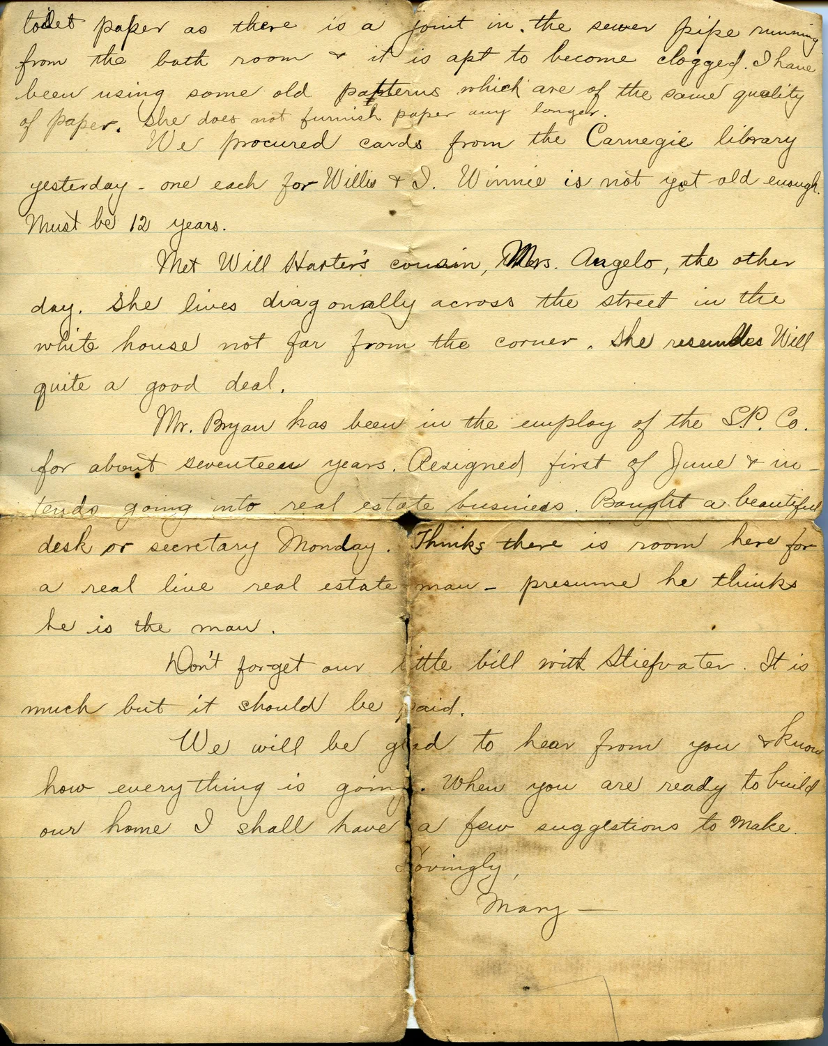 LETTER FROM MARY WAGENER-MOTHER