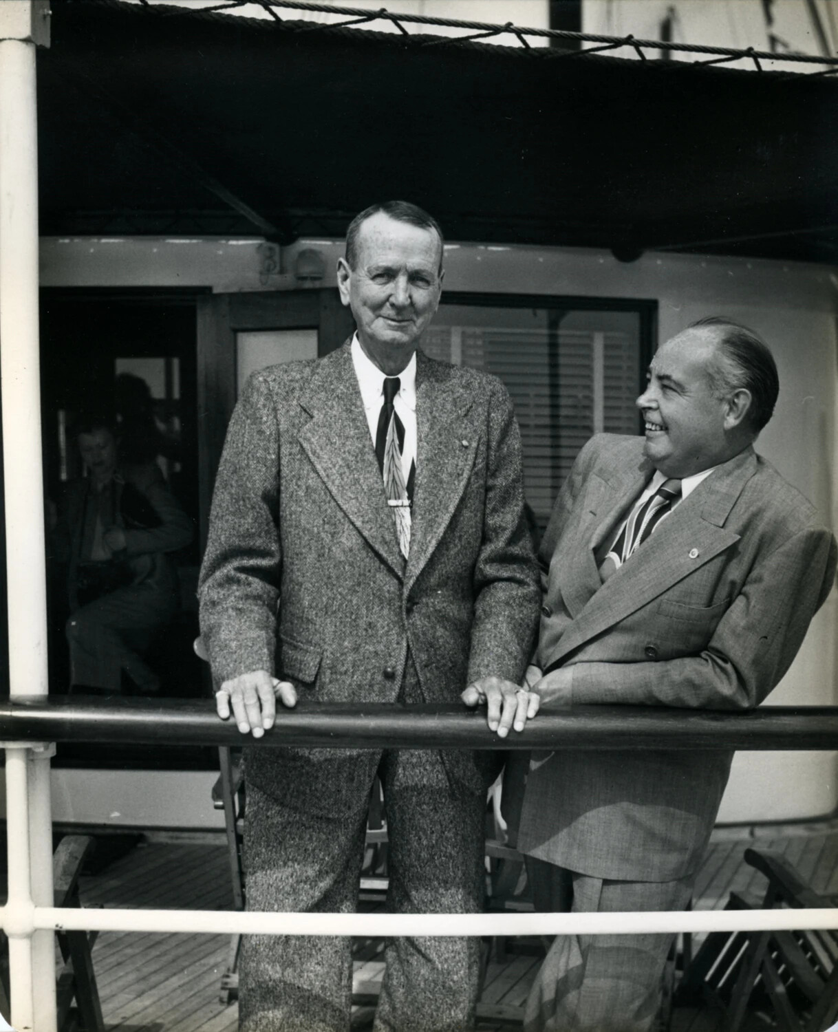 Two Men on Ship's Deck, Wainwright Travel Album, circa 1949