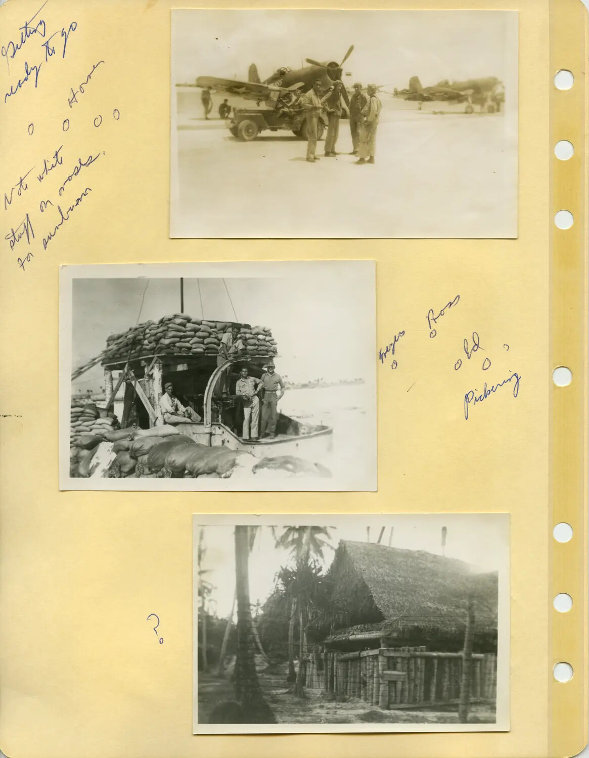 Album Page, Naval Aviators, Airfield Ramp, and Island Encampment, Pacific Theater, WWII (Edward P. McAleer Collection)