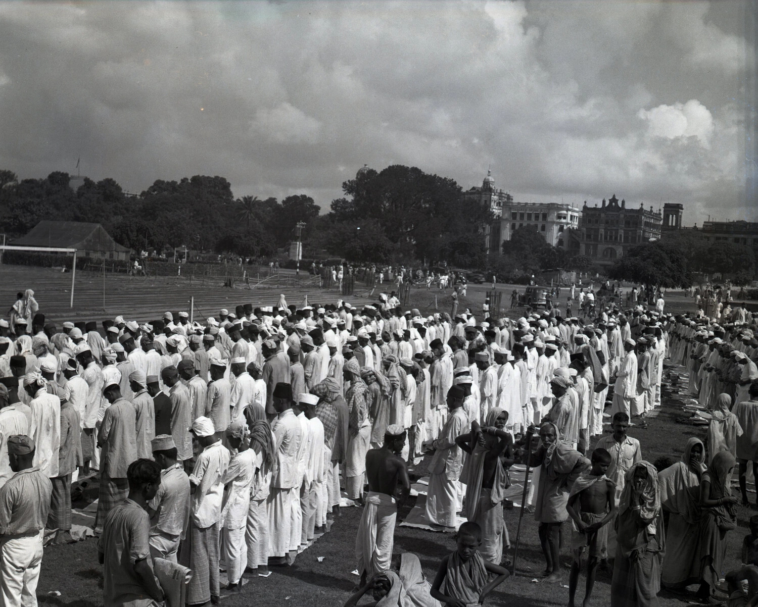 Large Outdoor Religious Congregation on a City Maidan, British India, WWII CBI Theater Collection