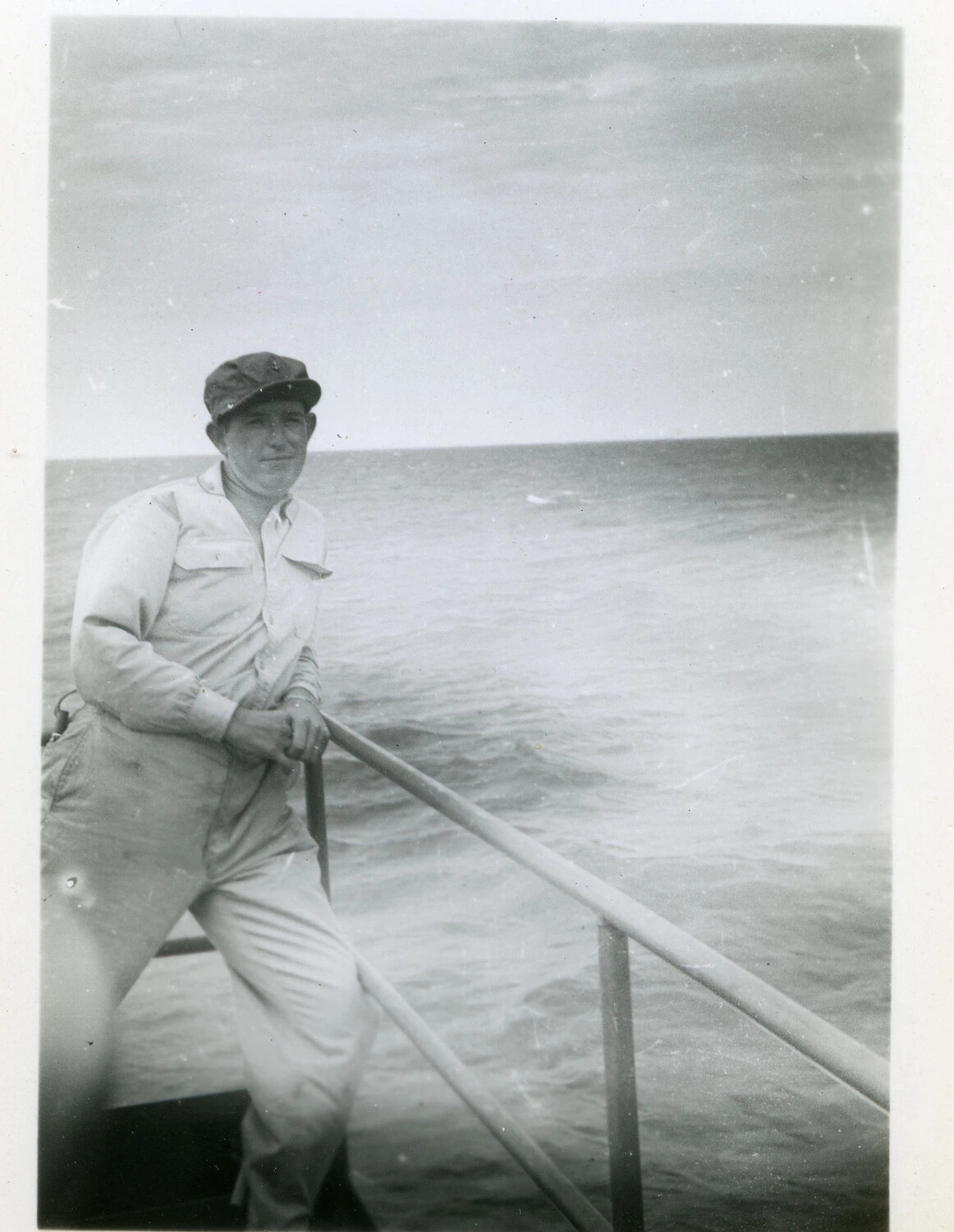 Portrait of a U.S. Navy Sailor at the Rail, Pacific Theater, World War II