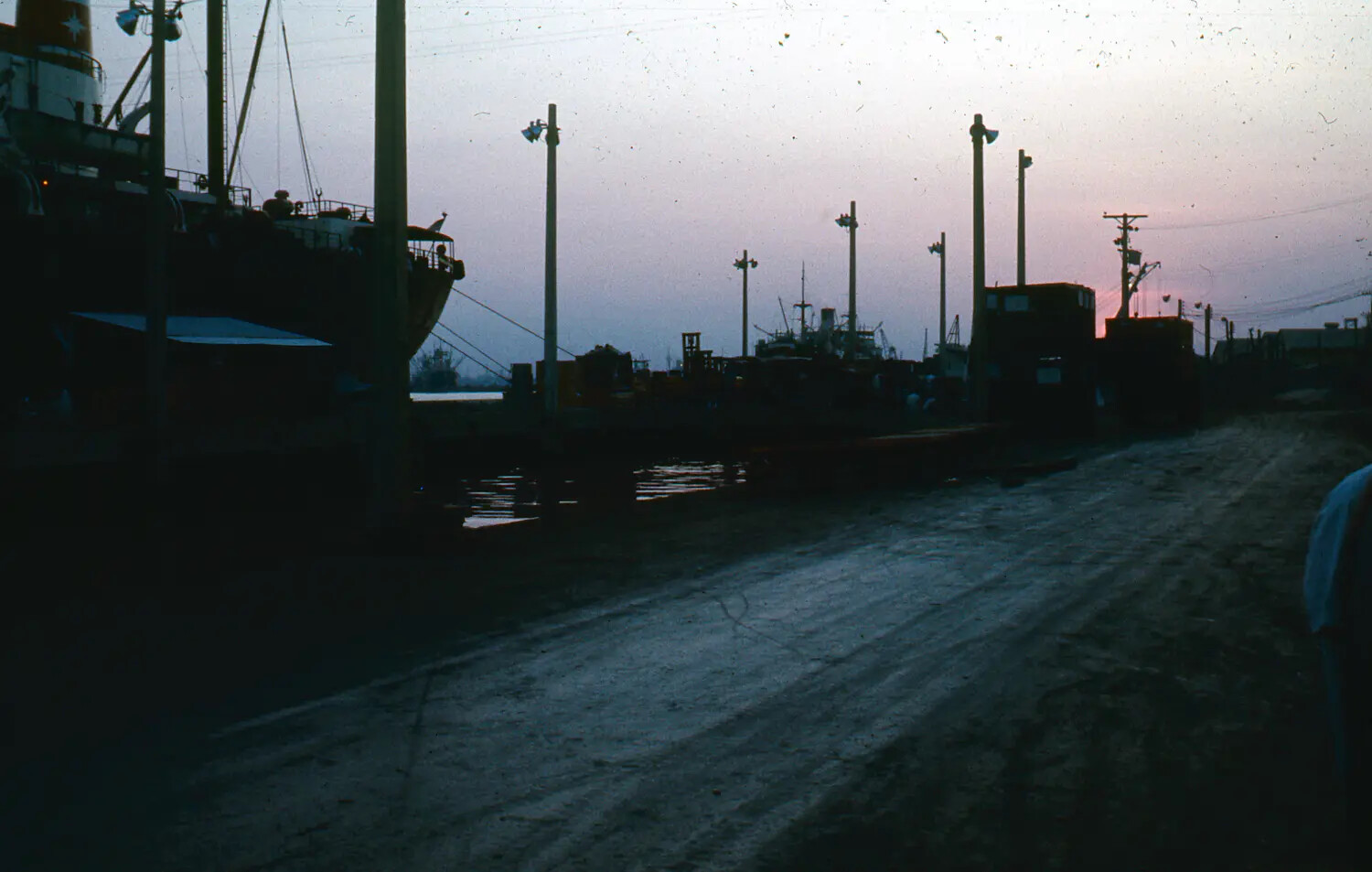 Harbor at Dusk with Docked Cargo Ship, Vietnam, 1968 Tet Offensive Era