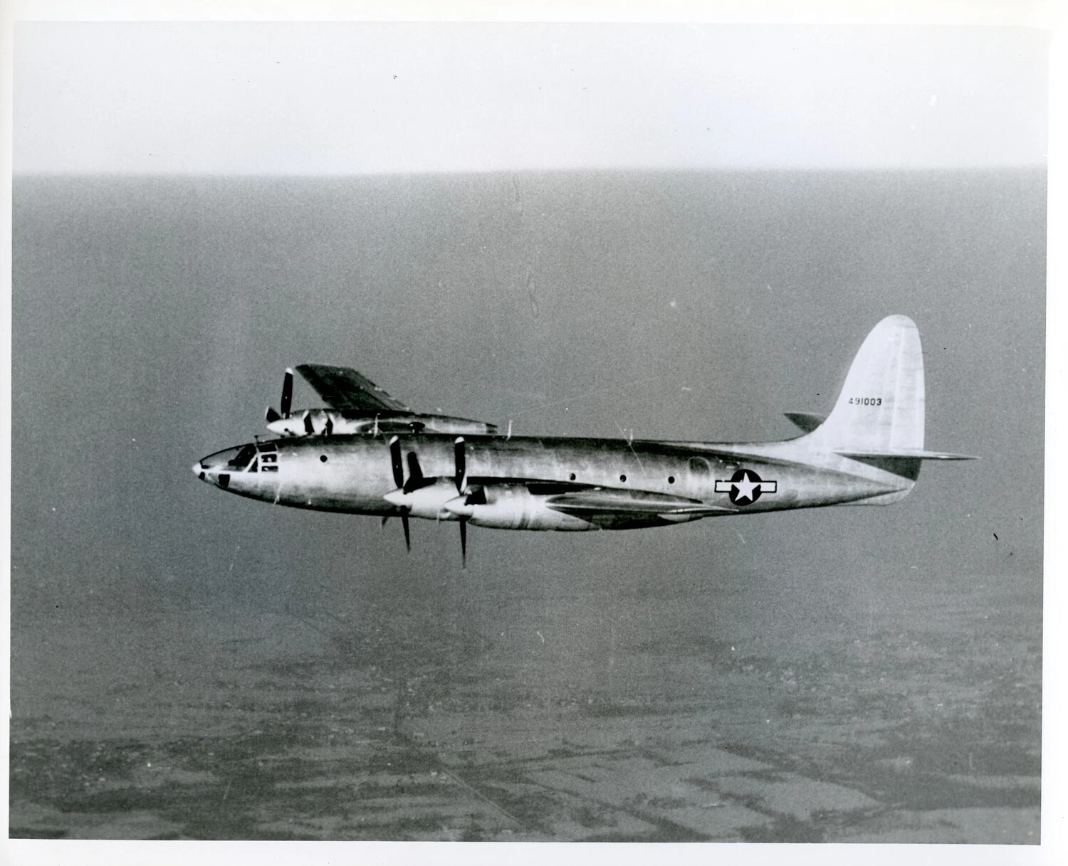 Republic XR-12 Rainbow Reconnaissance Aircraft in Flight, Serial 44-91003