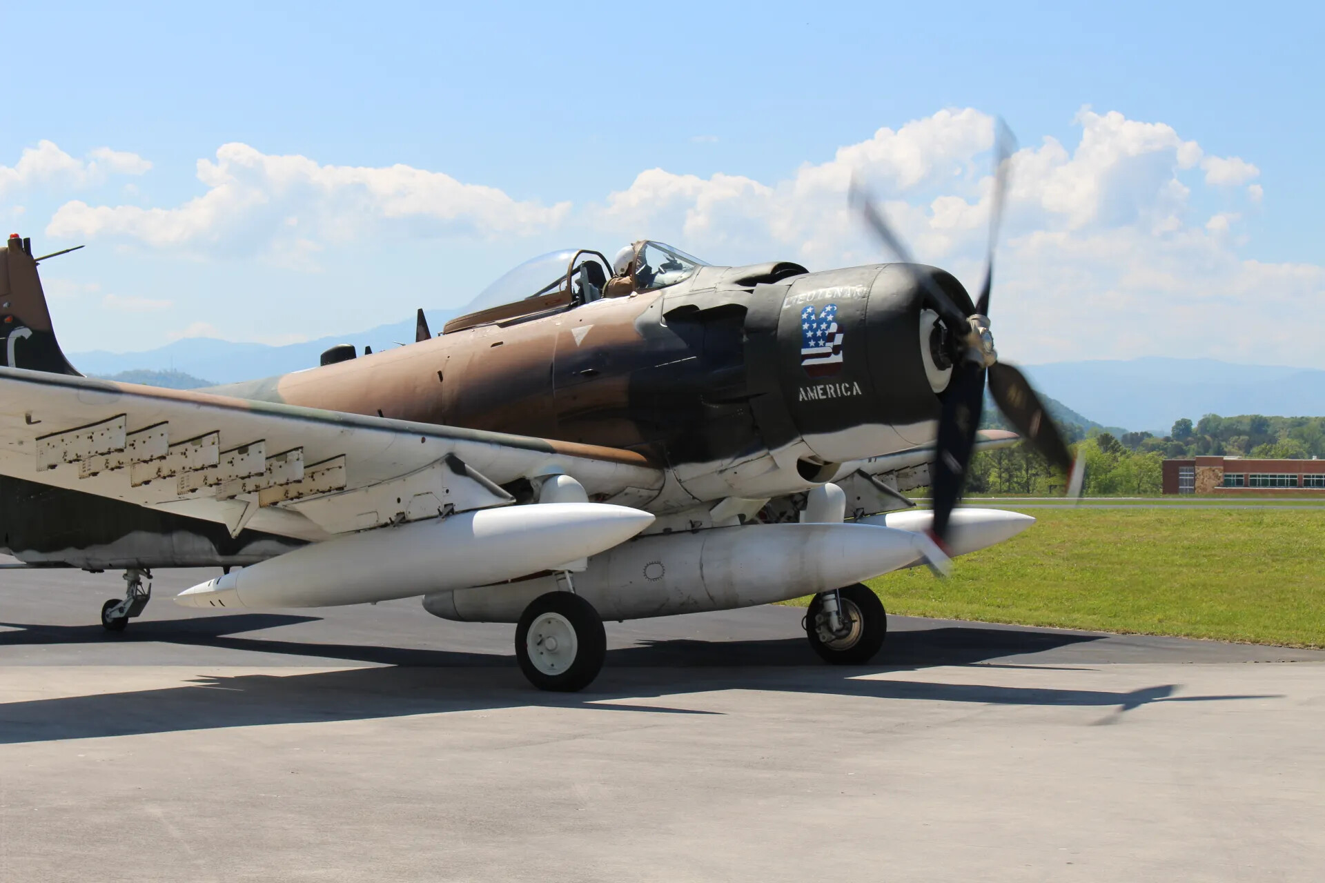 Restored Douglas A-1 Skyraider 'America' Taxiing at Airshow, Tennessee