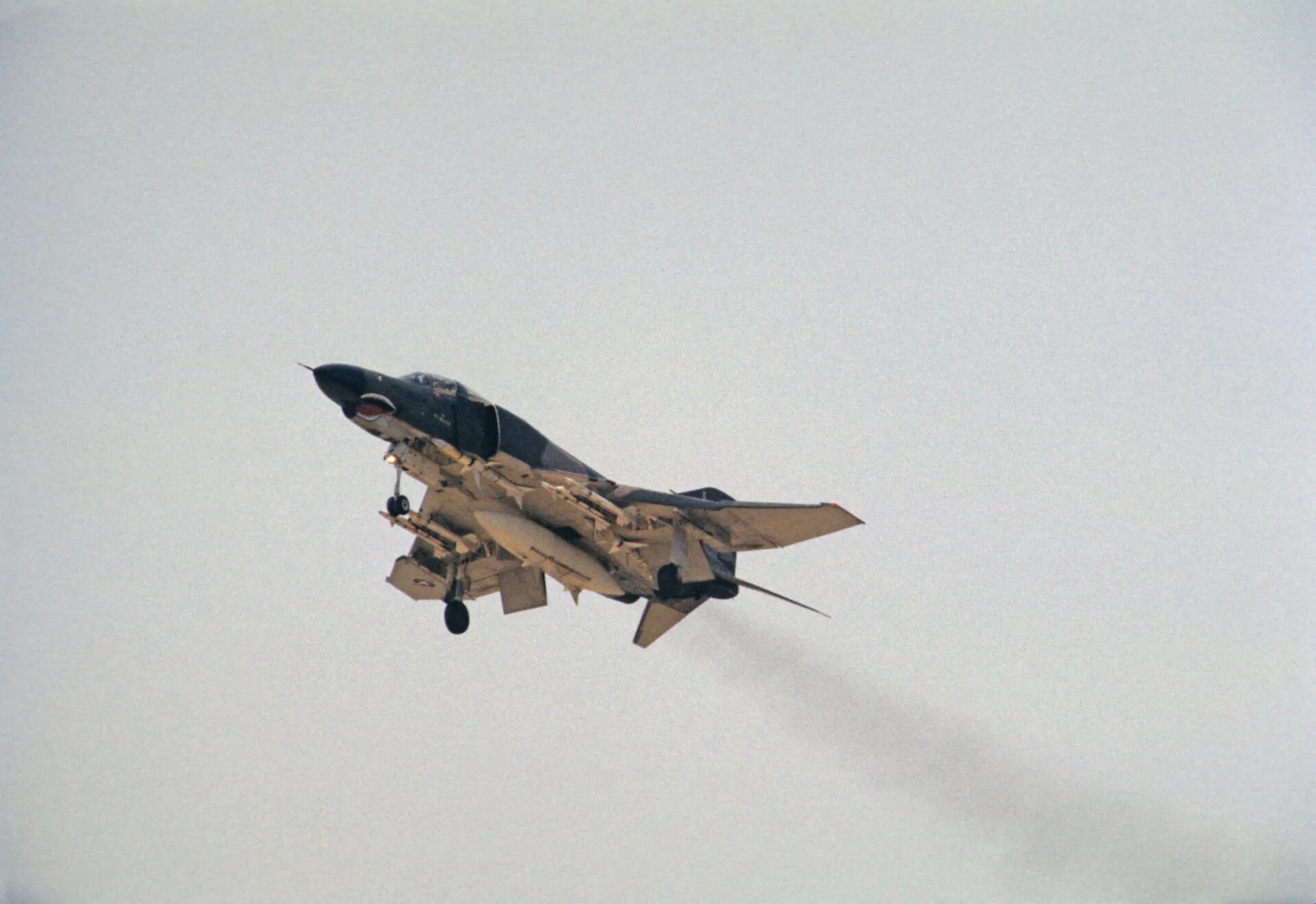 F-4 Phantom II Fighter-Bomber Departing with Landing Gear Extended, Shark Mouth Nose Art