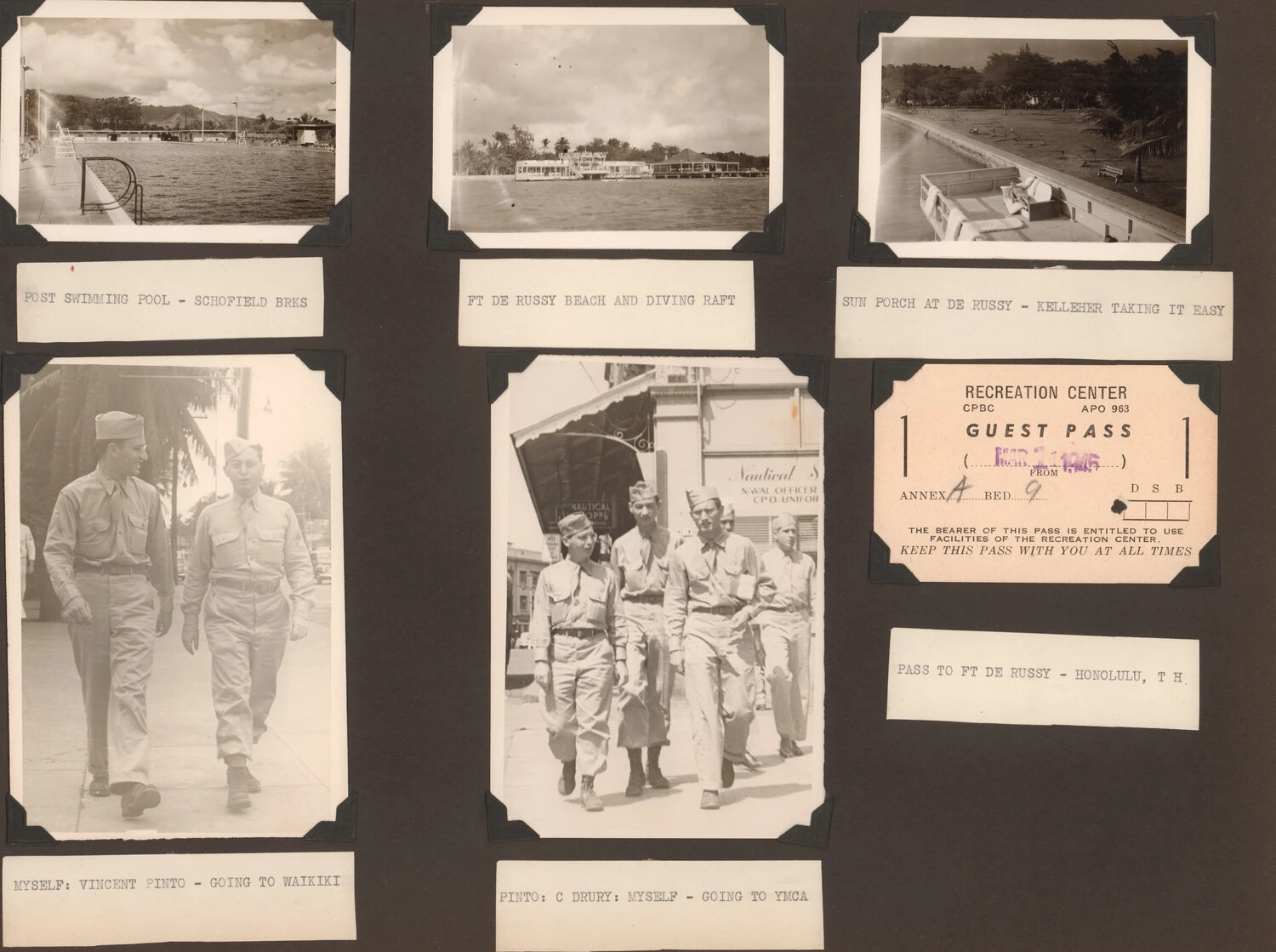 Album Page: Leave in Hawaii - Schofield Barracks, Fort DeRussy, and Waikiki, March 1945
