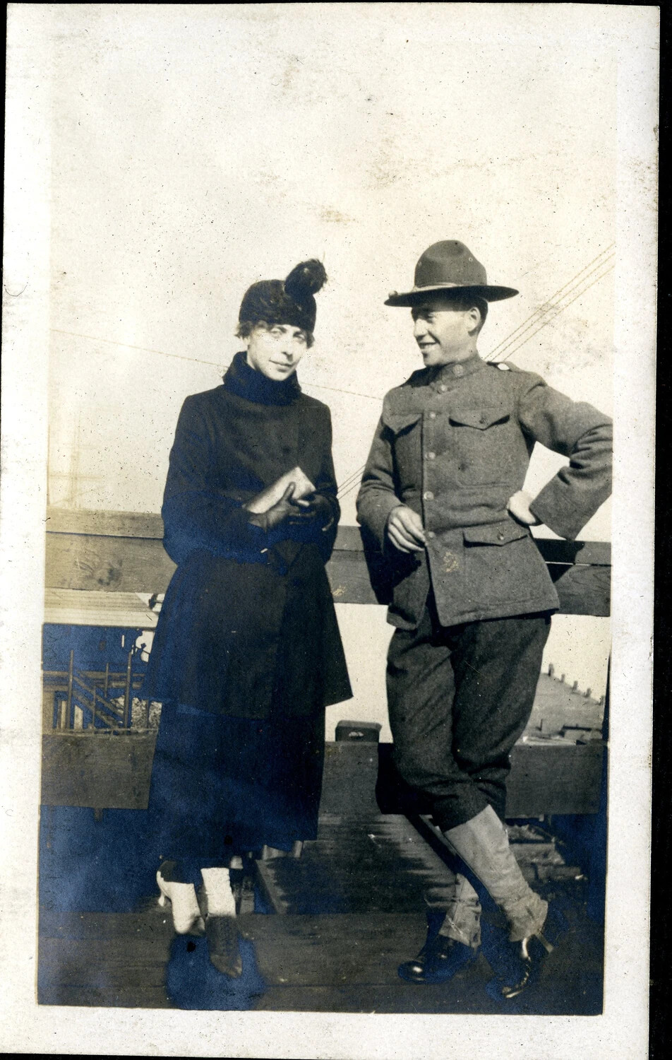 US Army Soldier and Companion, WWI-Era Portrait, circa 1917-1921