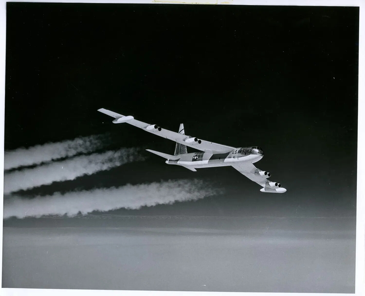 Boeing B-47 Stratojet in Banking Climb with Contrails, U.S. Air Force Publicity Photograph