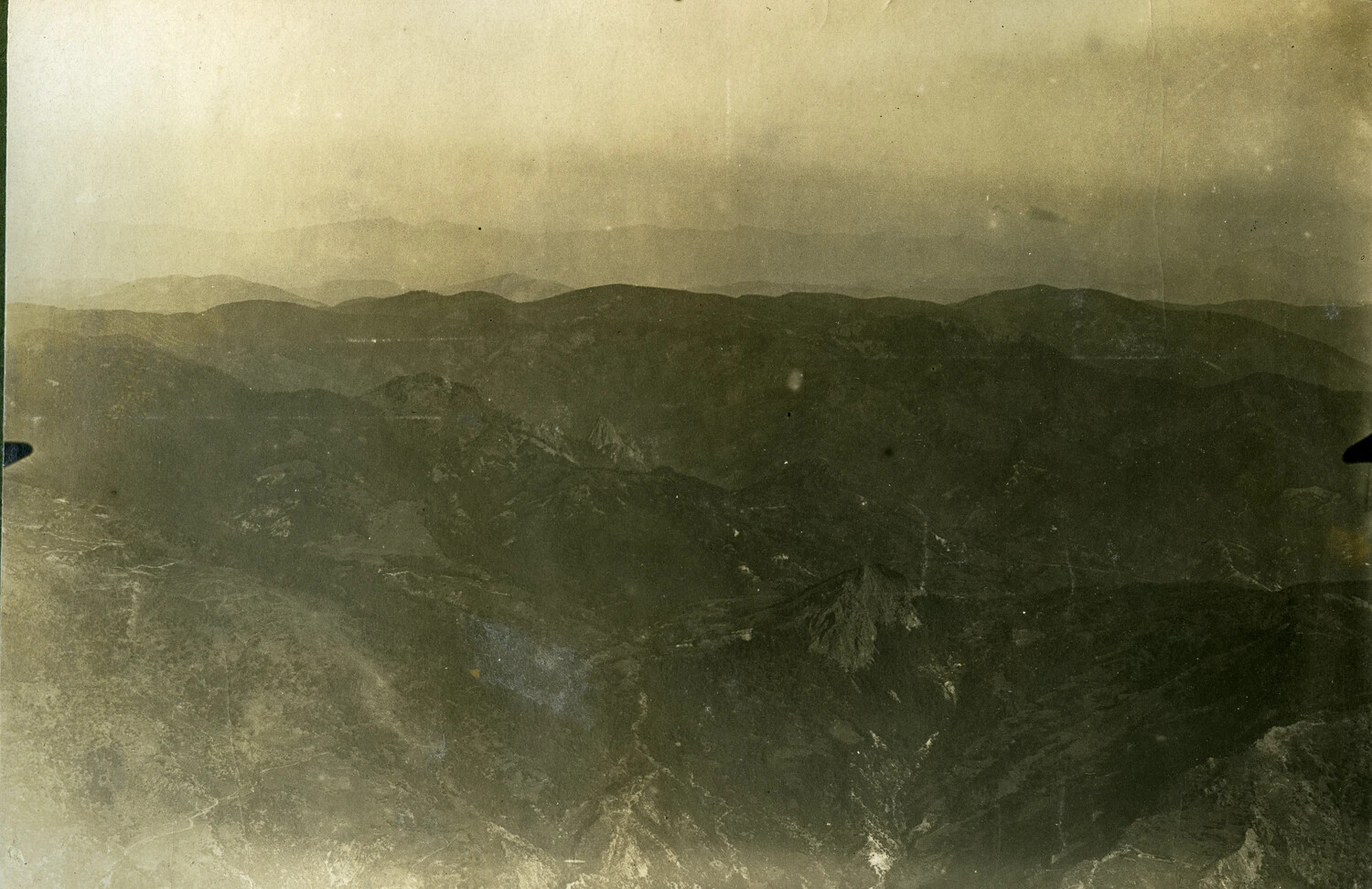 Aerial View of Mountainous Terrain from Aircraft, WWI French Pilot Album