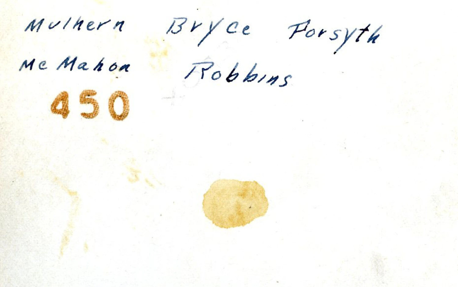 Verso of Photograph with Handwritten Names of Servicemen (5th Marine Division Collection)