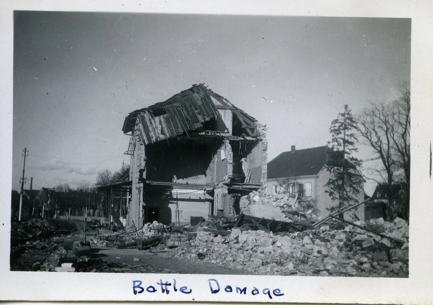 War-Damaged House in European Town, 44th Infantry Division Collection, WWII