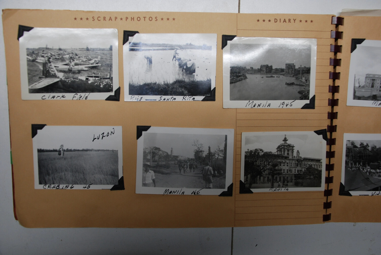 Scrapbook Page: Philippines Campaign 1945 — Clark Field, Manila, and Luzon, Jack Kelley Album