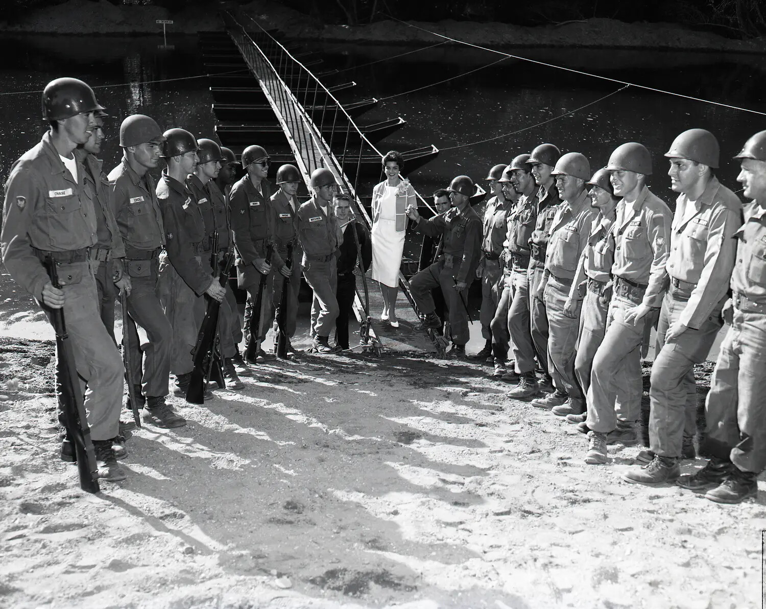 Miss California Escorted Through Honor Line of Guardsmen at Summer Camp, July 1960