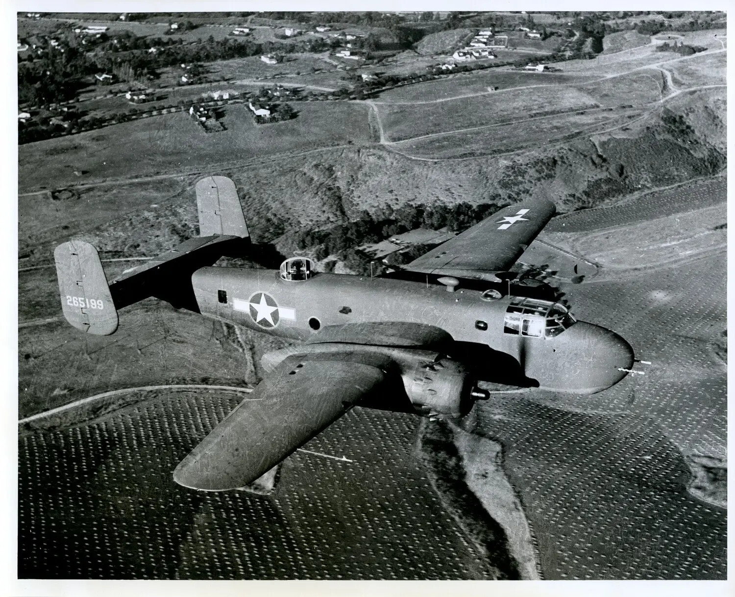 North American B-25 Mitchell Medium Bomber in Flight, Serial 265199, WWII USAAF