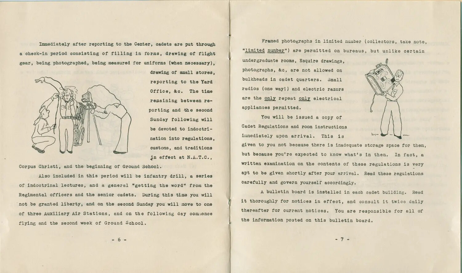 Naval Air Training Center Corpus Christi Cadet Handbook, Pages 6-7 — McAleer Collection