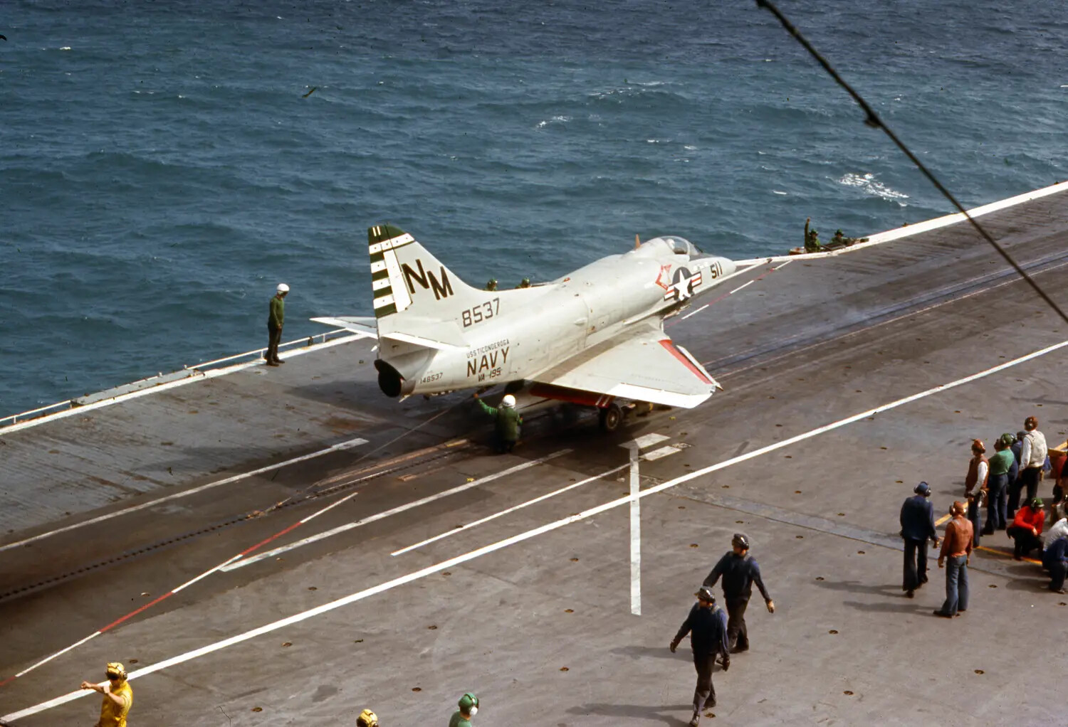 A-4 Skyhawk of VA-195 'Dambusters' Positioned for Catapult Launch, USS Ticonderoga