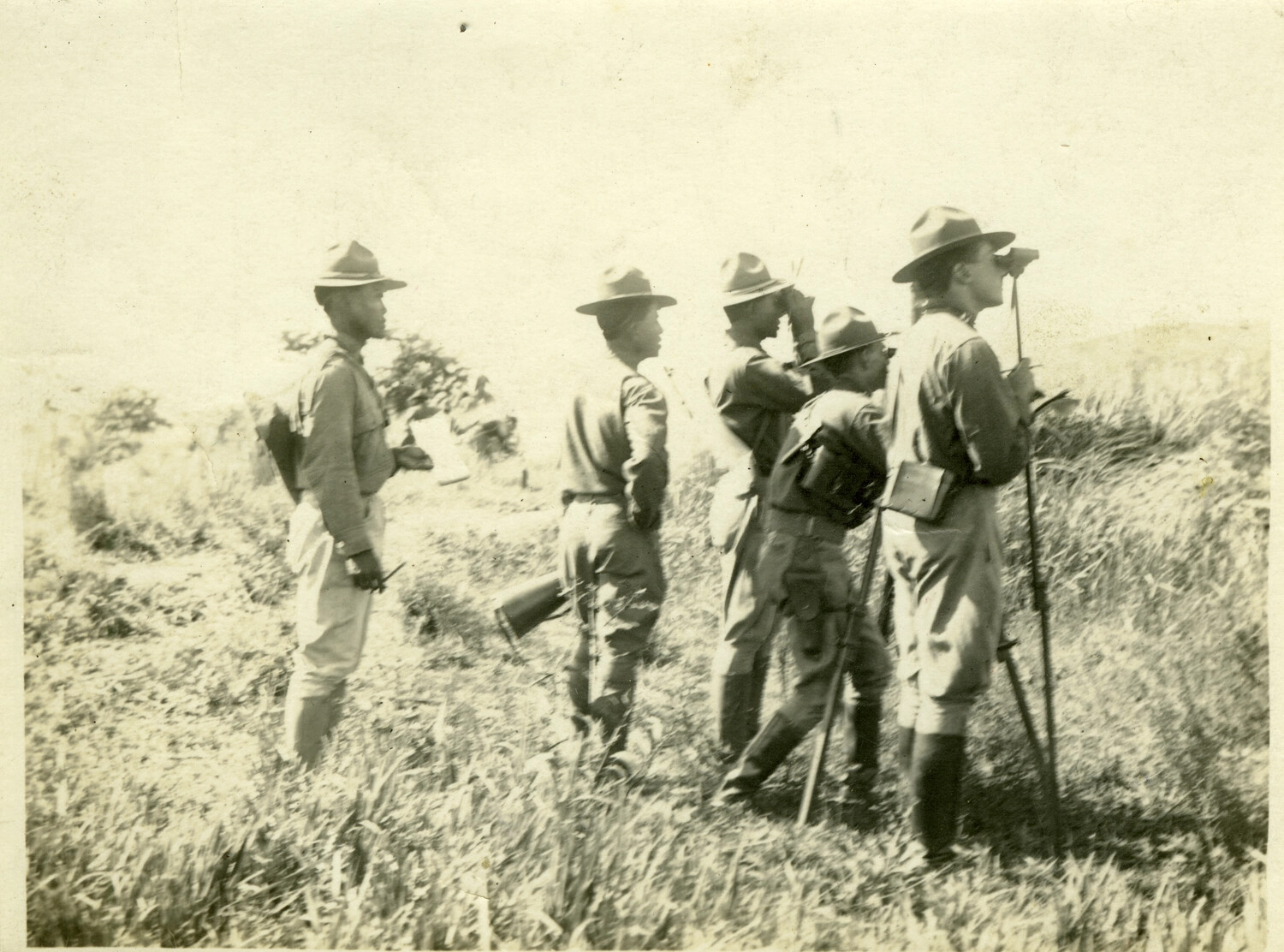 American Soldiers Conducting Field Observation in the Philippines, Early 1900s
