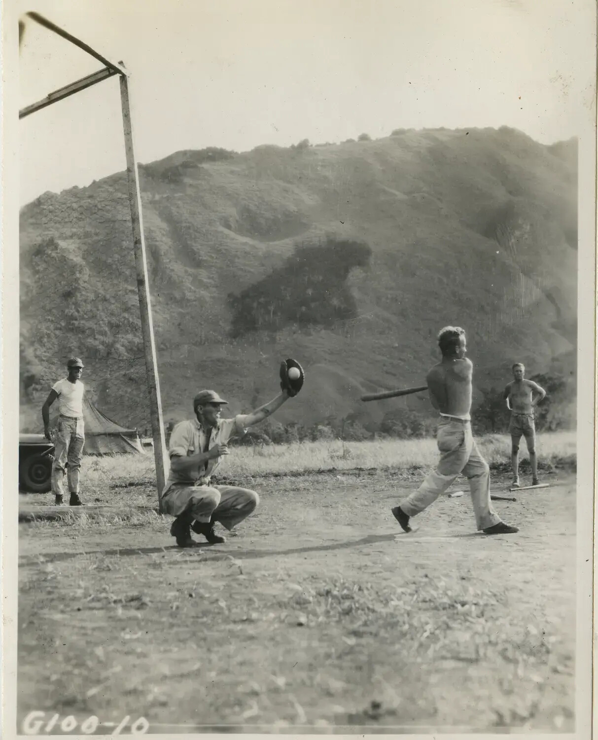 312th Bomb Group Servicemen Playing Baseball at Pacific Base