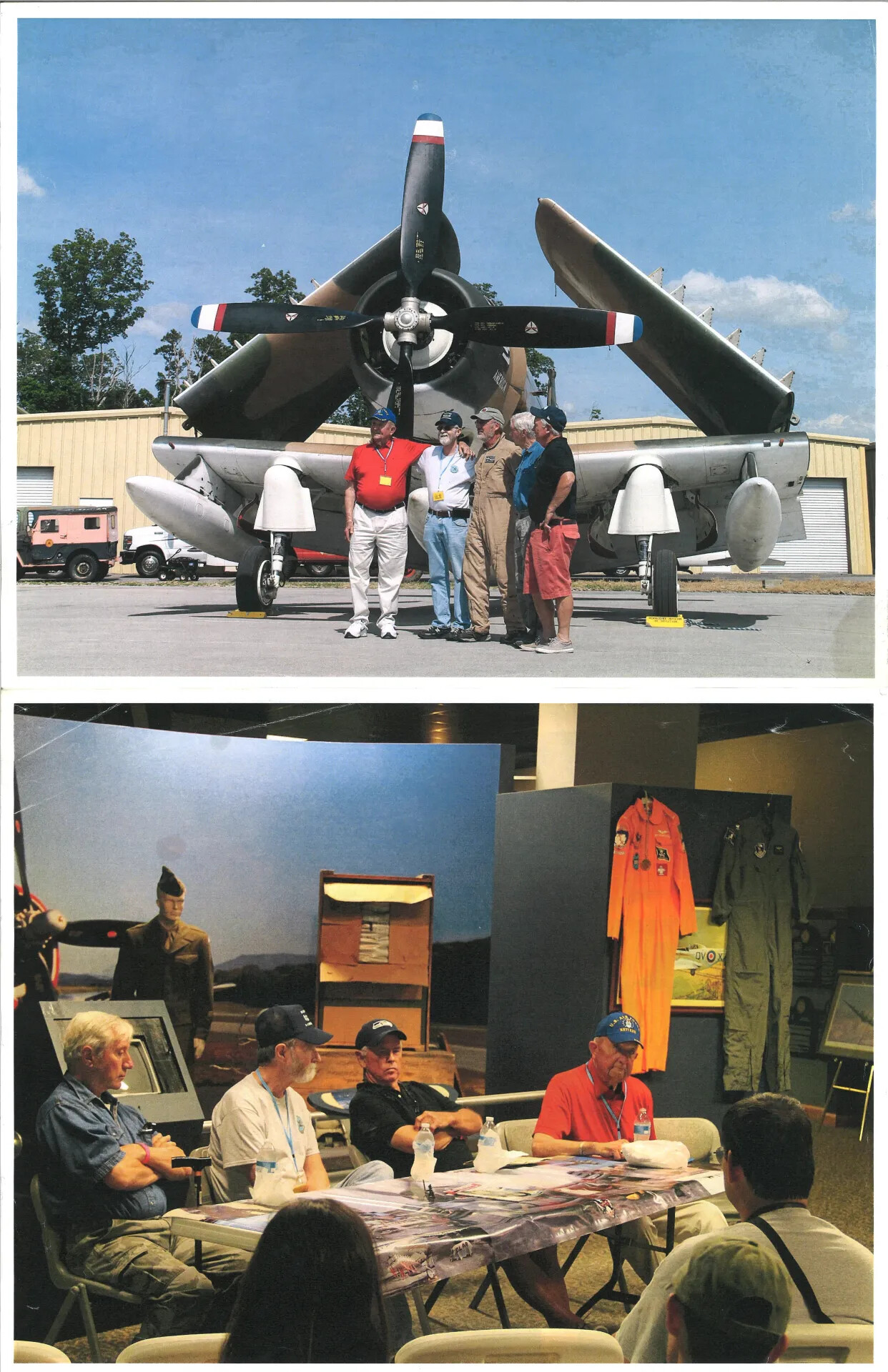 Veterans' Reunion Group Photo and Panel Discussion at Aviation Museum, Composite Scanned Album Page