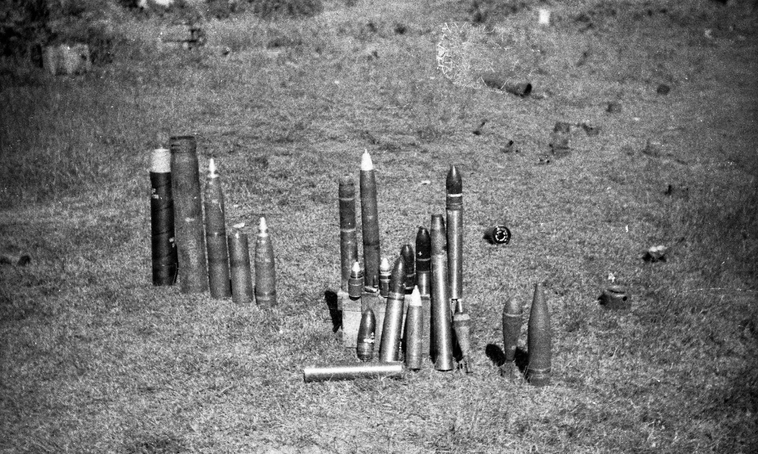 Collected Ordnance and Artillery Shells Displayed in Field, WWII Luzon Campaign