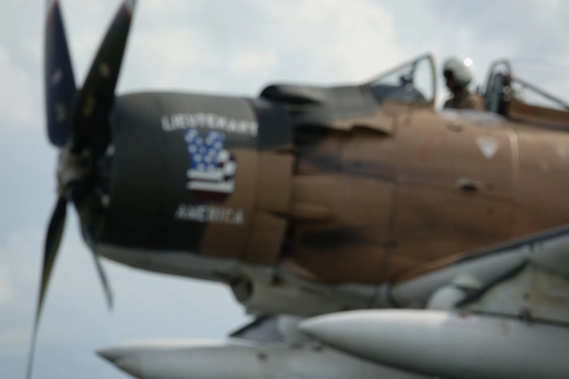 Close-Up of A-1 Skyraider-Type Aircraft Nose Art and Cockpit at Air Show