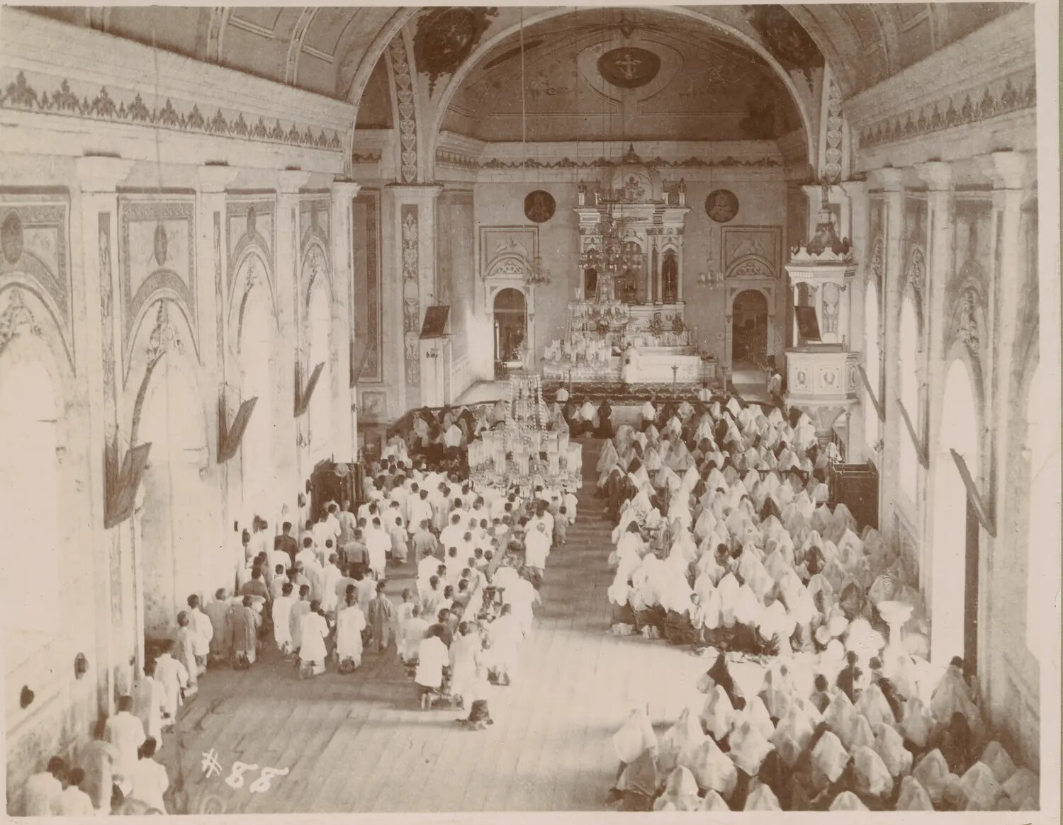 Interior View of a Catholic Church During Mass, Philippines, c. 1890s
