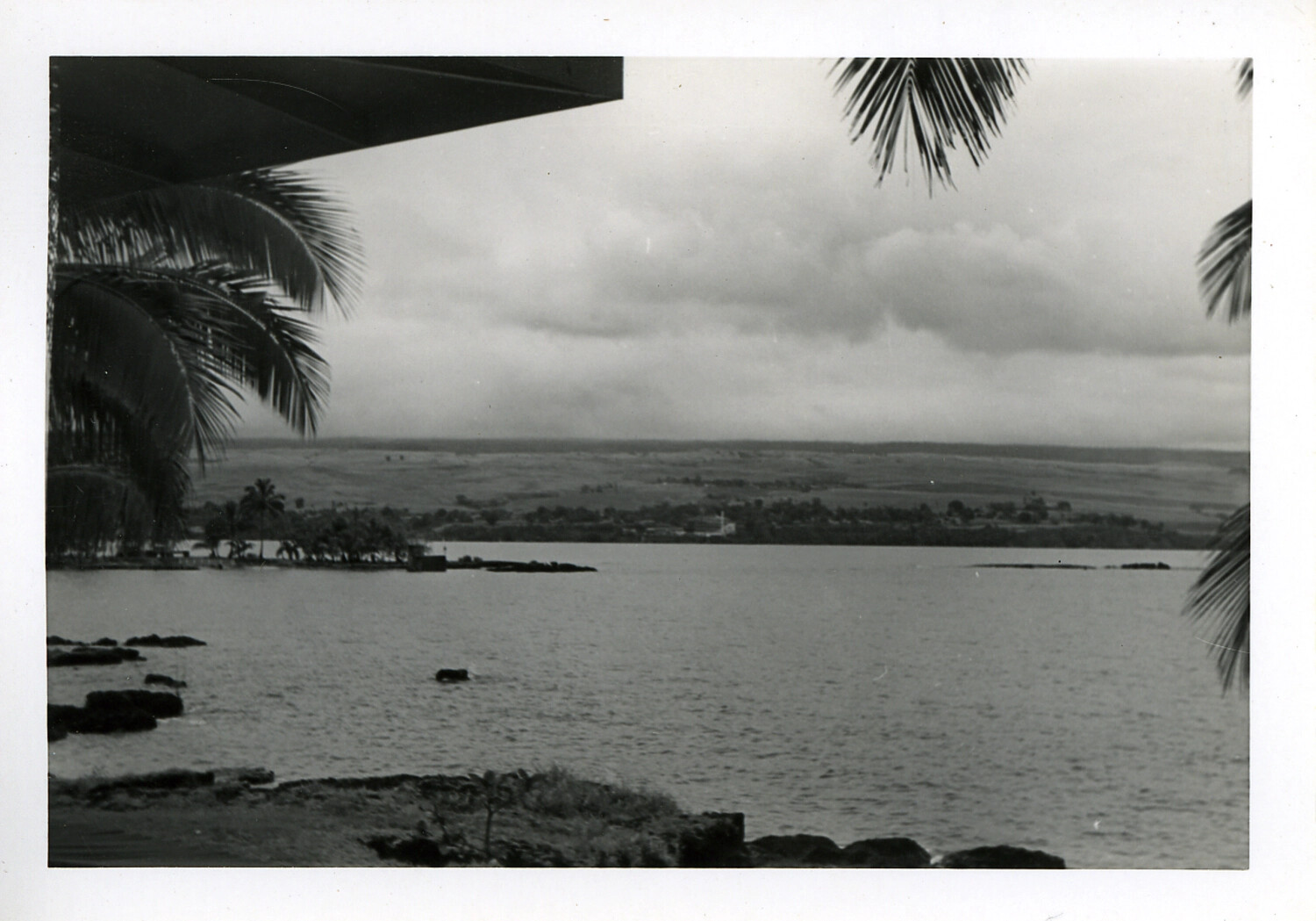 Coastal Bay View from Covered Lanai, Hawaii, WWII Era