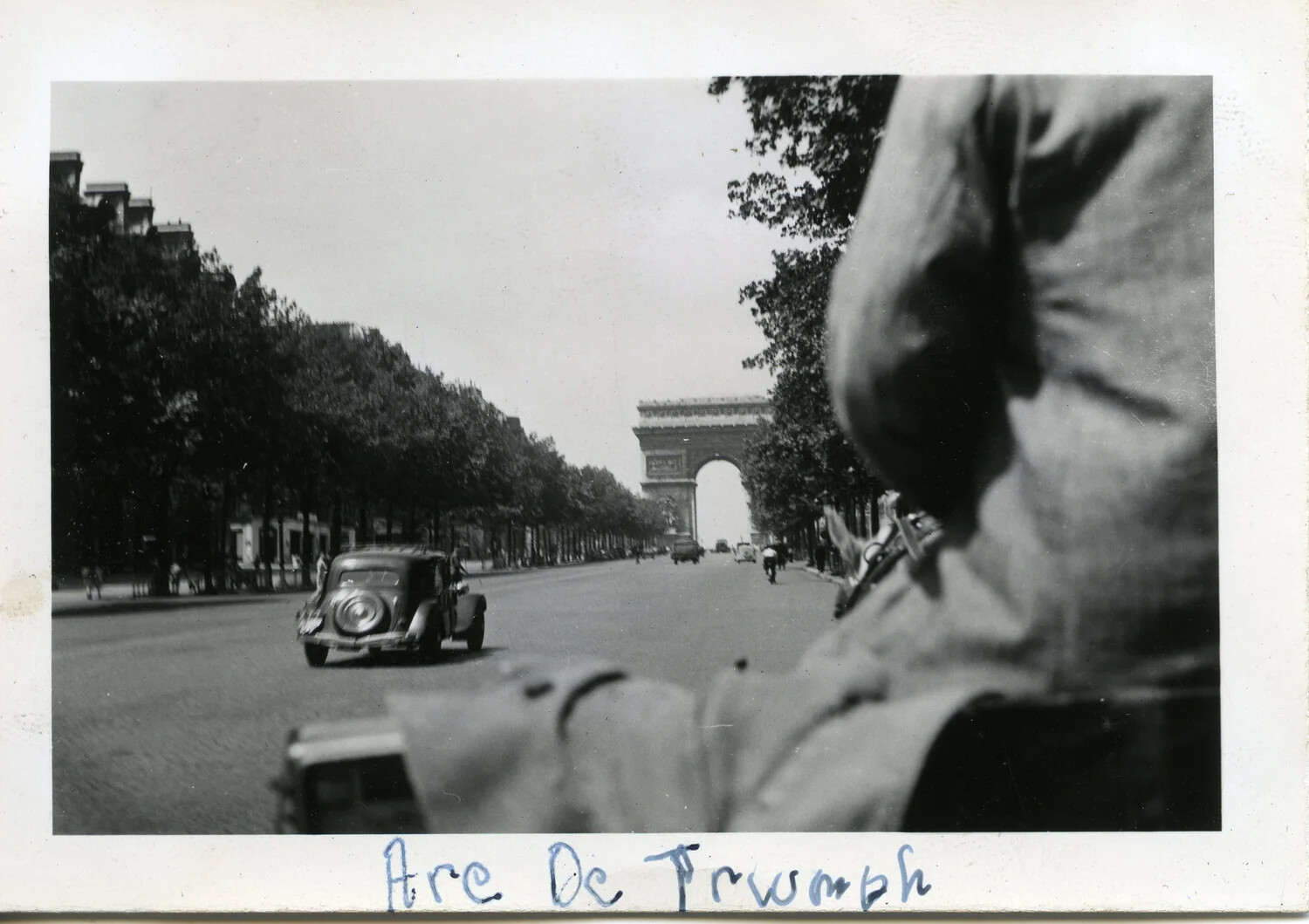U.S. Soldier's Snapshot of the Arc de Triomphe, Champs-Elysees, Paris – Norman Baget WWII Collection, 44th Infantry Division