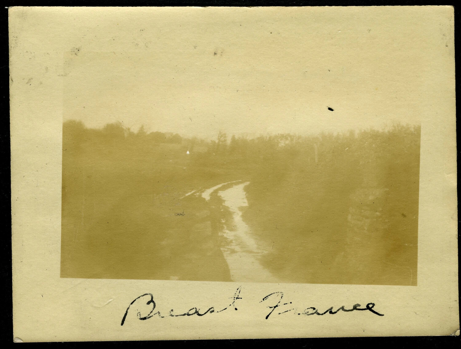 Rural Roadway Near Brest, France - WWI-Era Personal Photo Album Snapshot