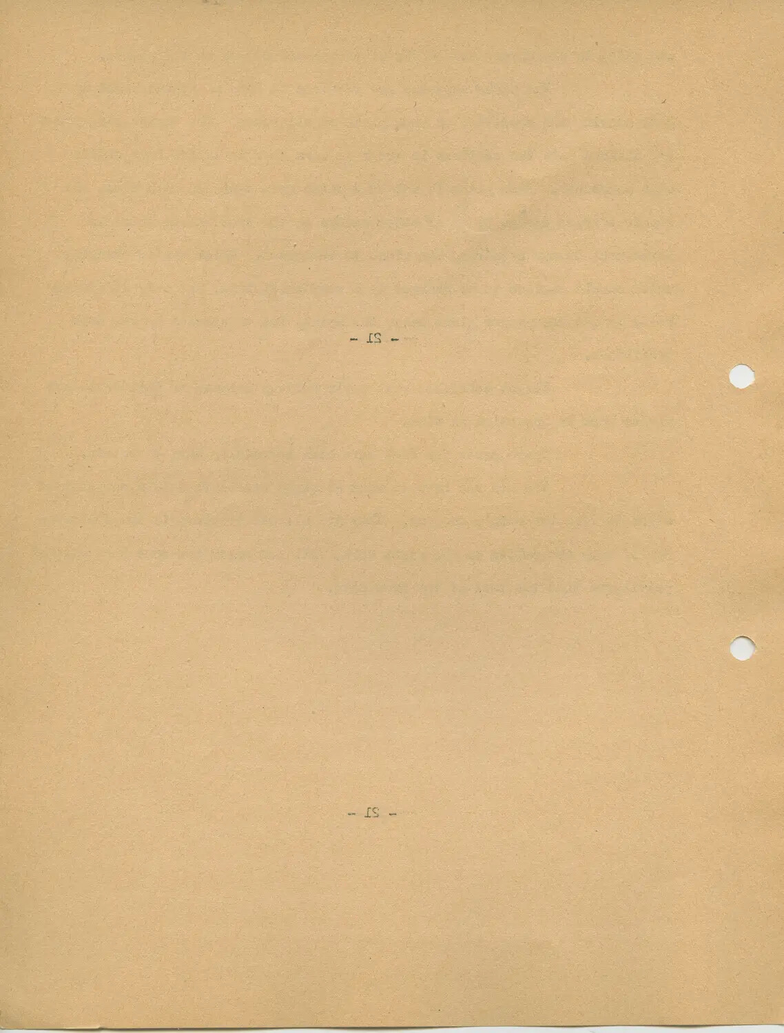 Blank Verso Sheet with Bleed-Through Text and Mirrored Page Number '-21-' - USS Petrof Bay (CVE-80) Air Department Report
