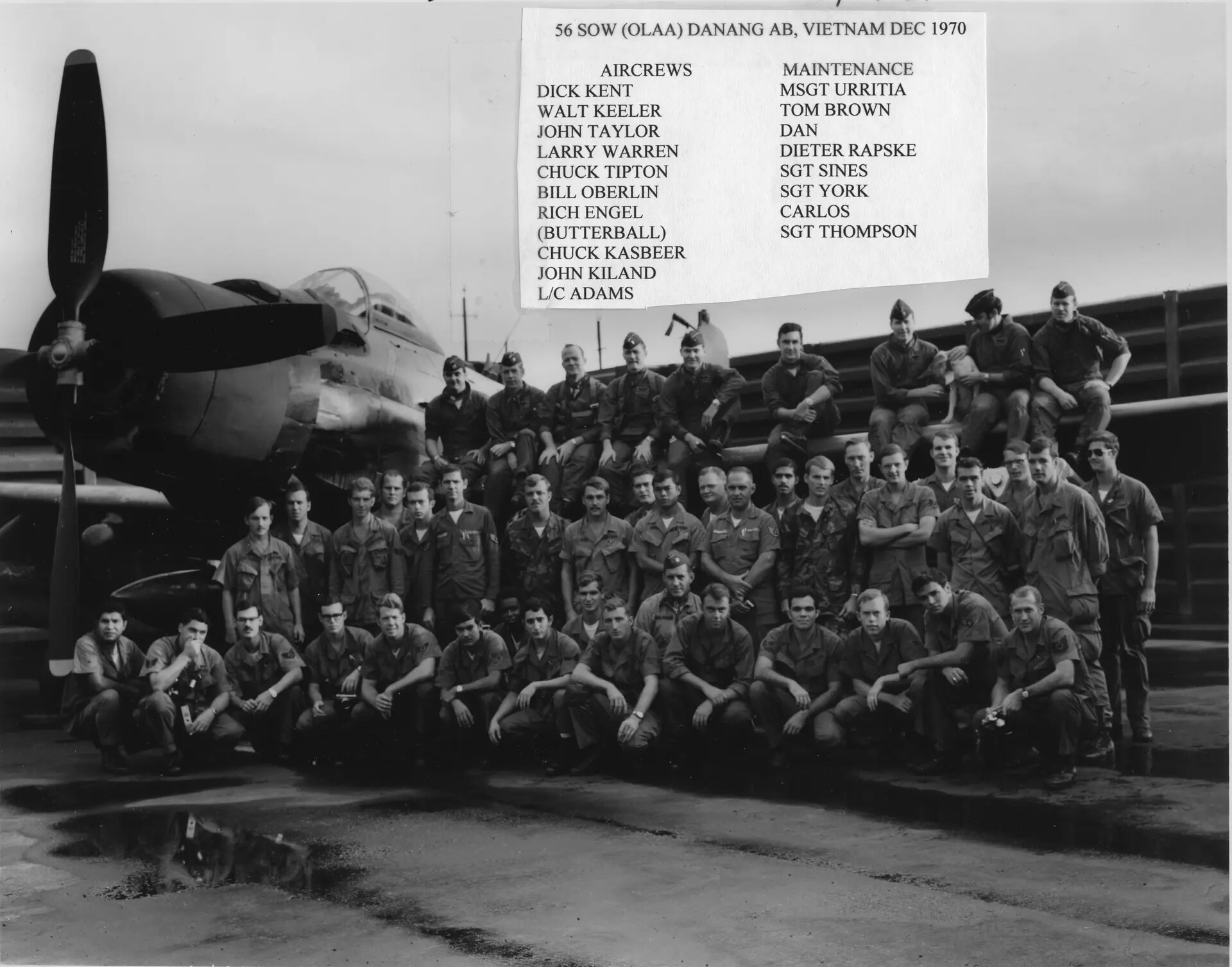 56th SOW Operating Location AA (OLAA) Group Photo, Da Nang AB, Vietnam, December 1970