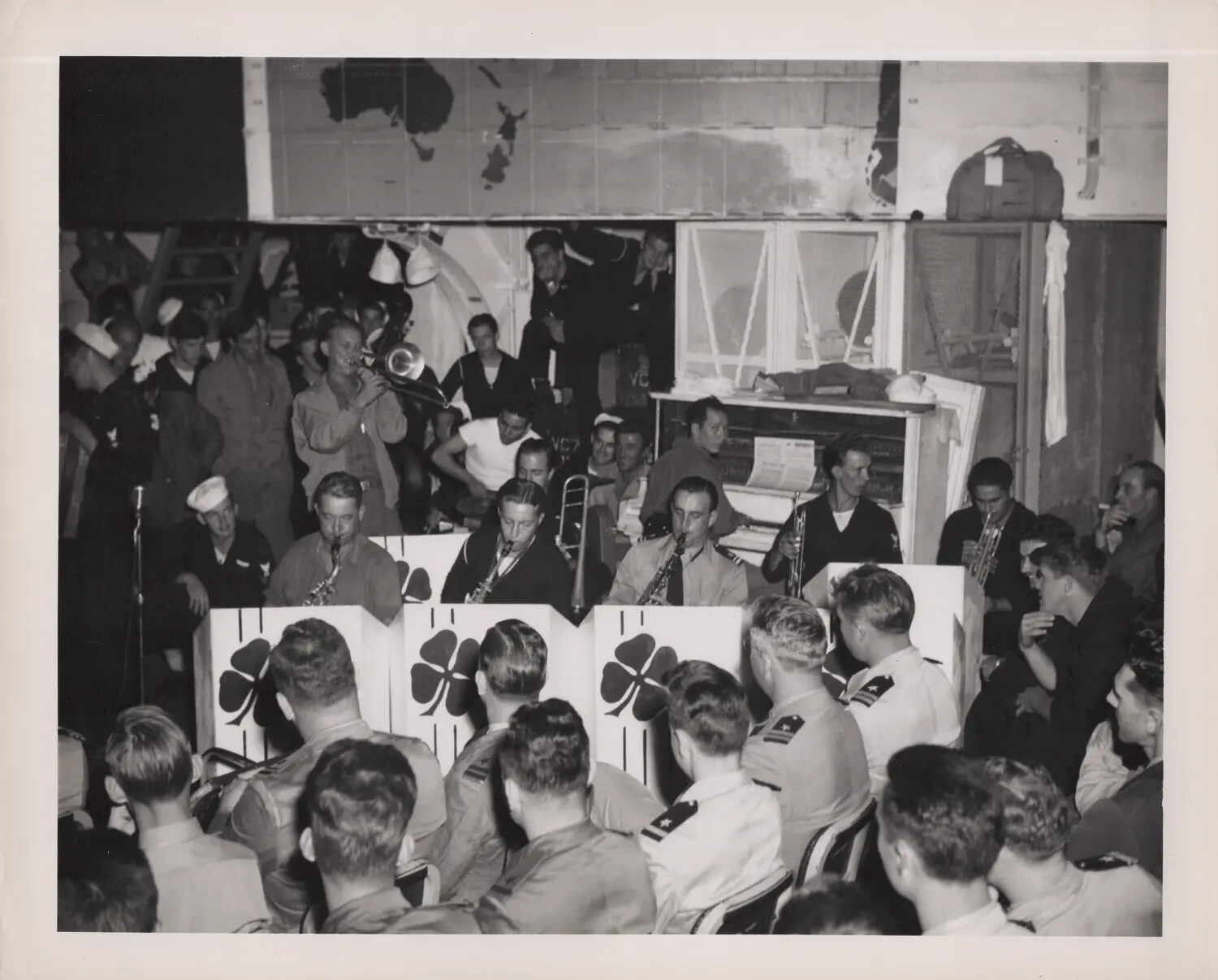 Shipboard Dance Band Performs for Crew, Composite Squadron VC-7, WWII Escort Carrier