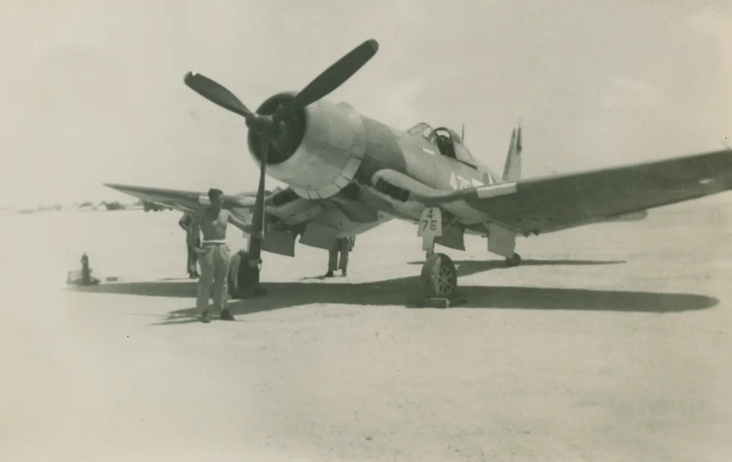 Vought F4U Corsair Fighter on Forward Airfield, Pacific Theater, World War II