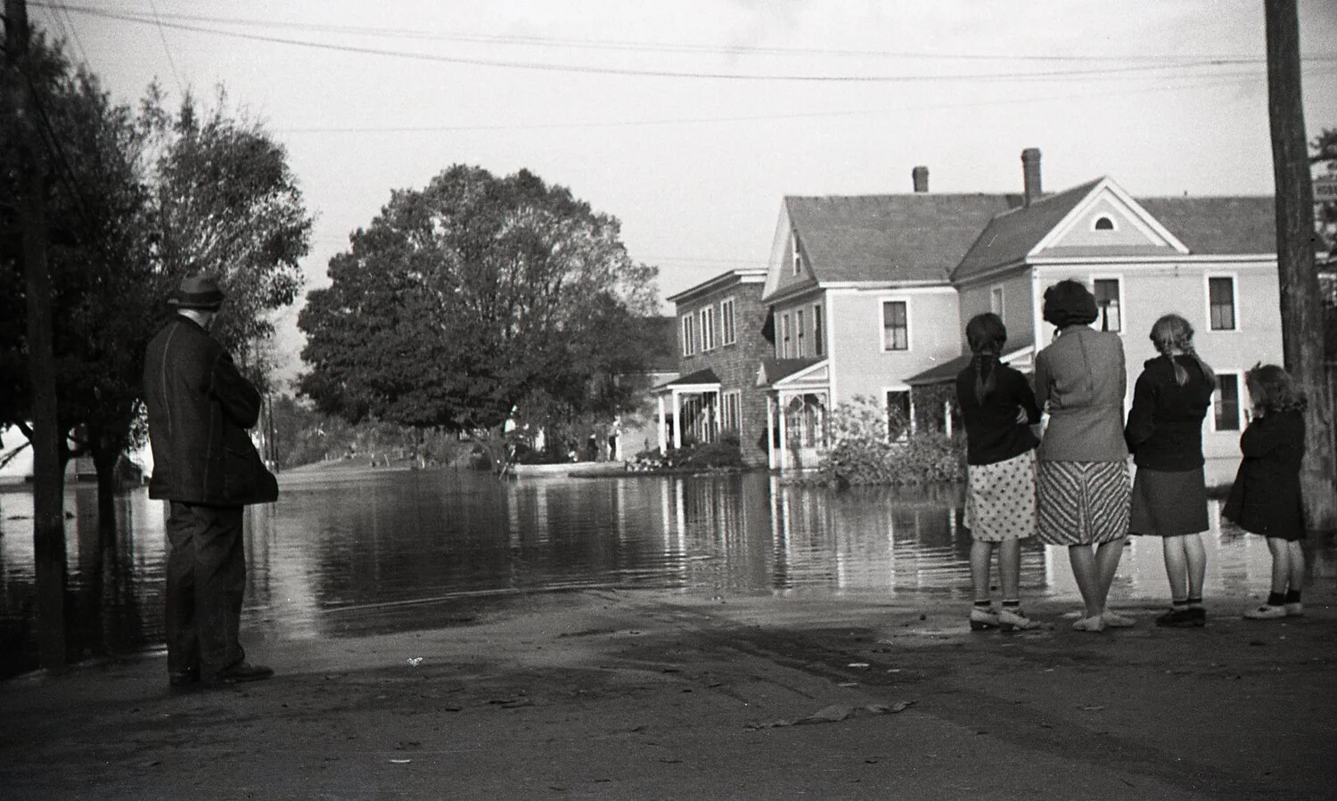 Residents Observing Flooded Street, Nashua, New Hampshire, September 1936