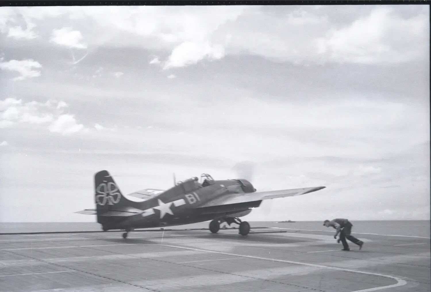 FM-2 Wildcat Launching from the Flight Deck of USS Petrof Bay (CVE-80)