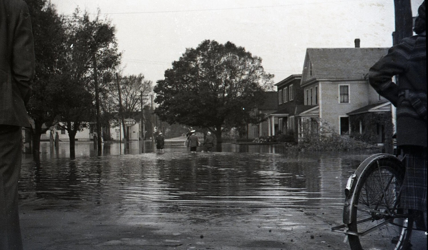 Residents Wading Through Floodwater Near Amoco Station, Nashua, New Hampshire, September 1936